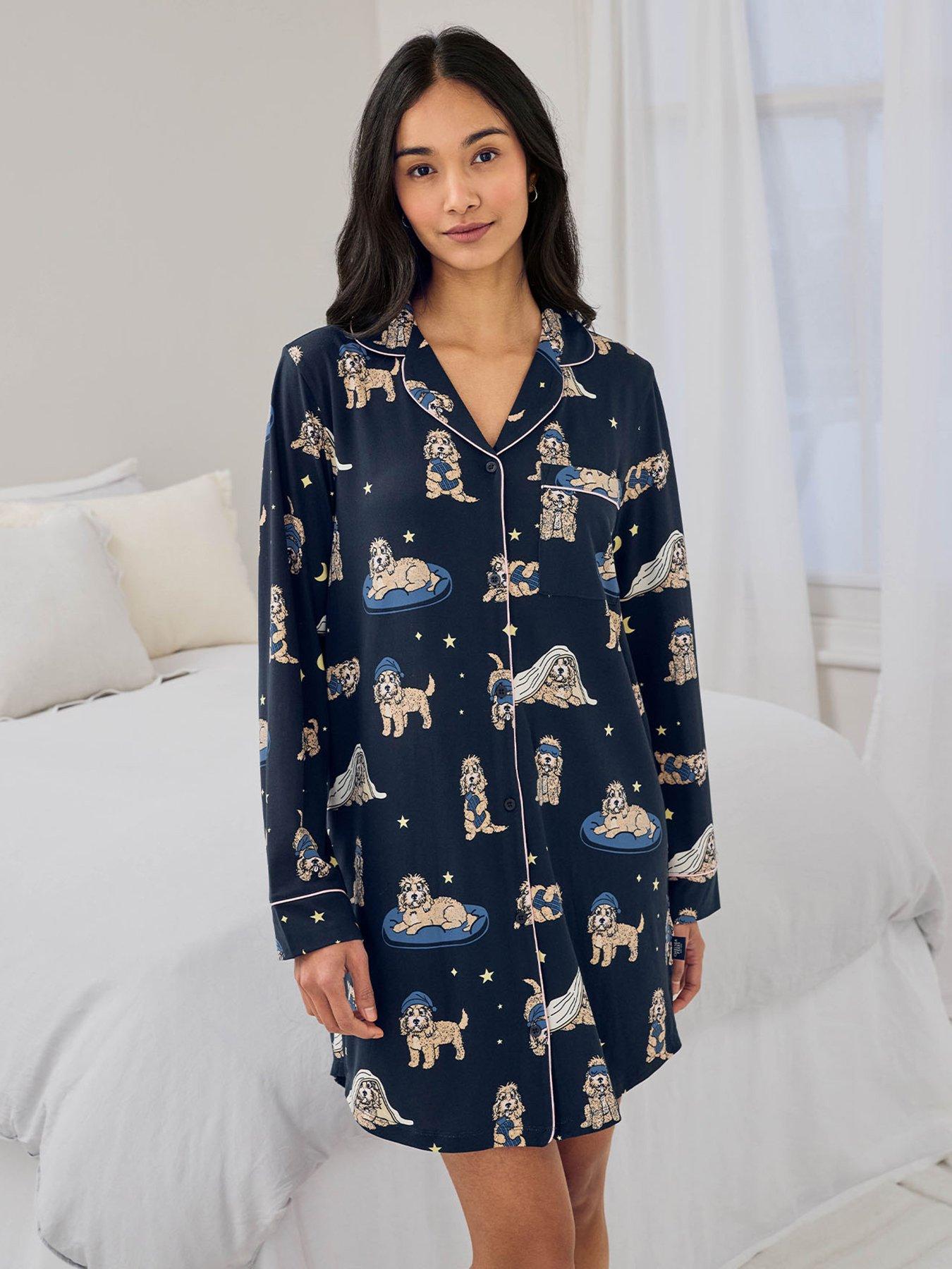 Image 5 of 6 of CHELSEA PEERS Cockapoo Snooze Print Nightshirt