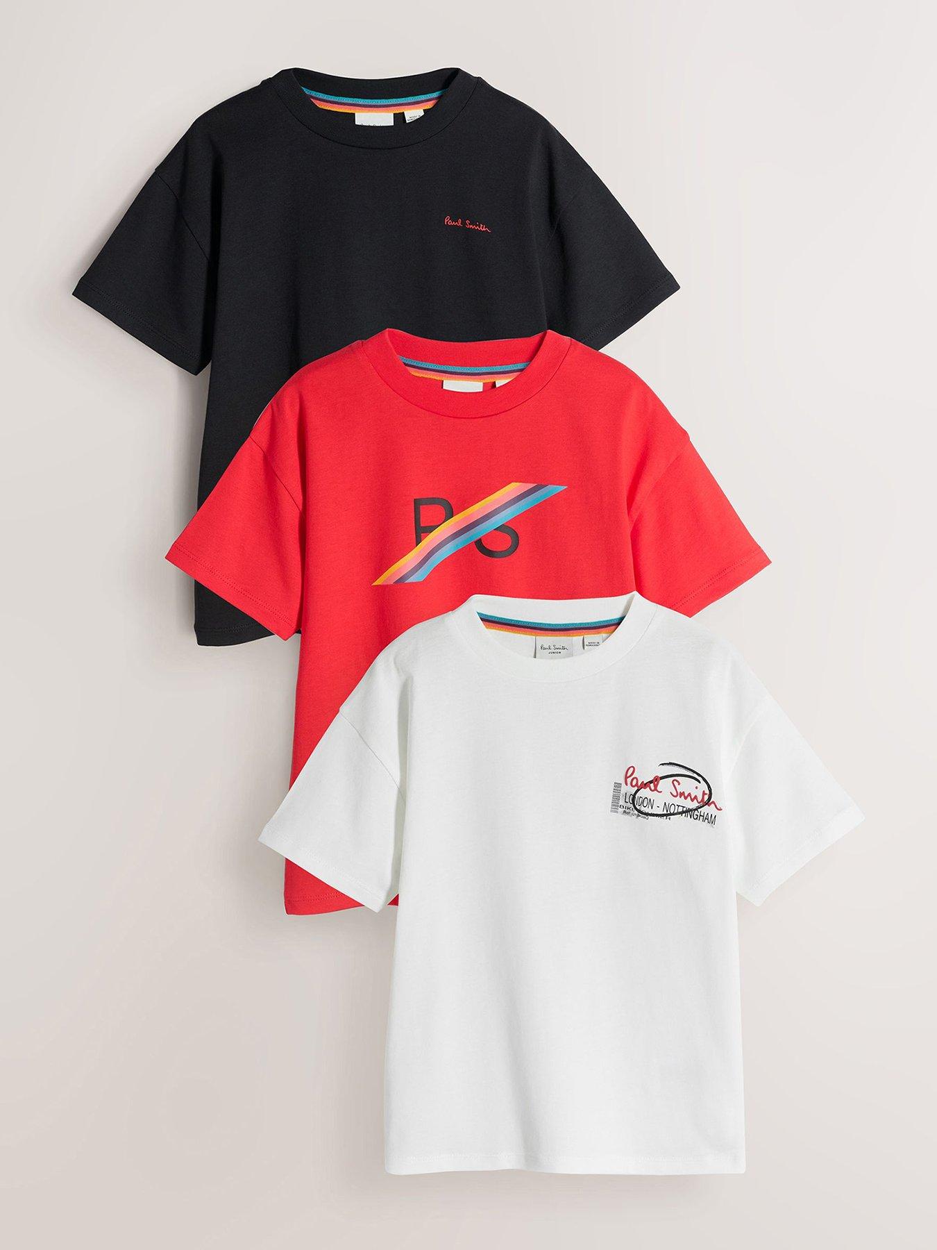 Paul Smith Junior Boys Graphic T-Shirts 3 Pack - Red/Black/White