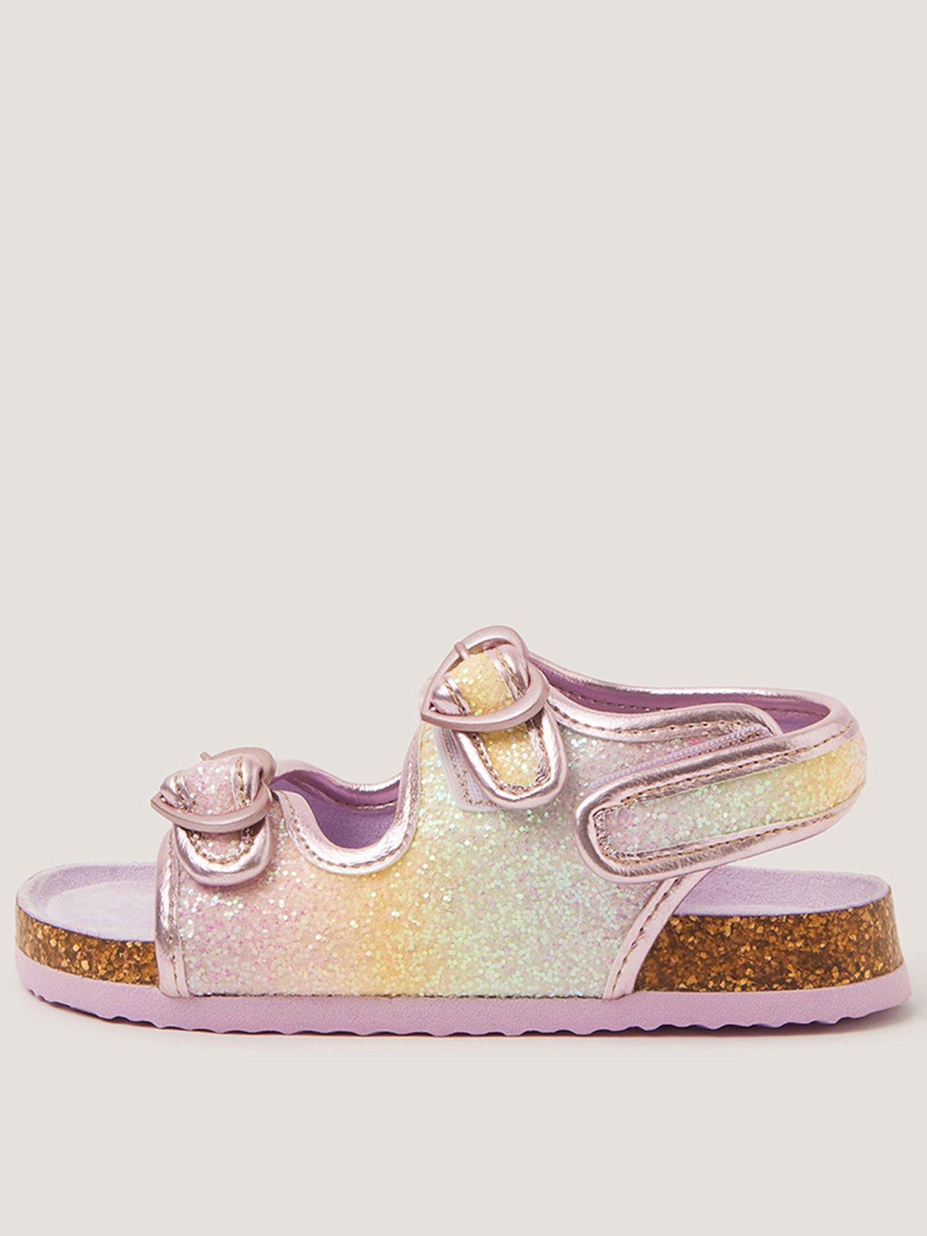Monsoon Girls Rainbow Cork Glitter Sandals