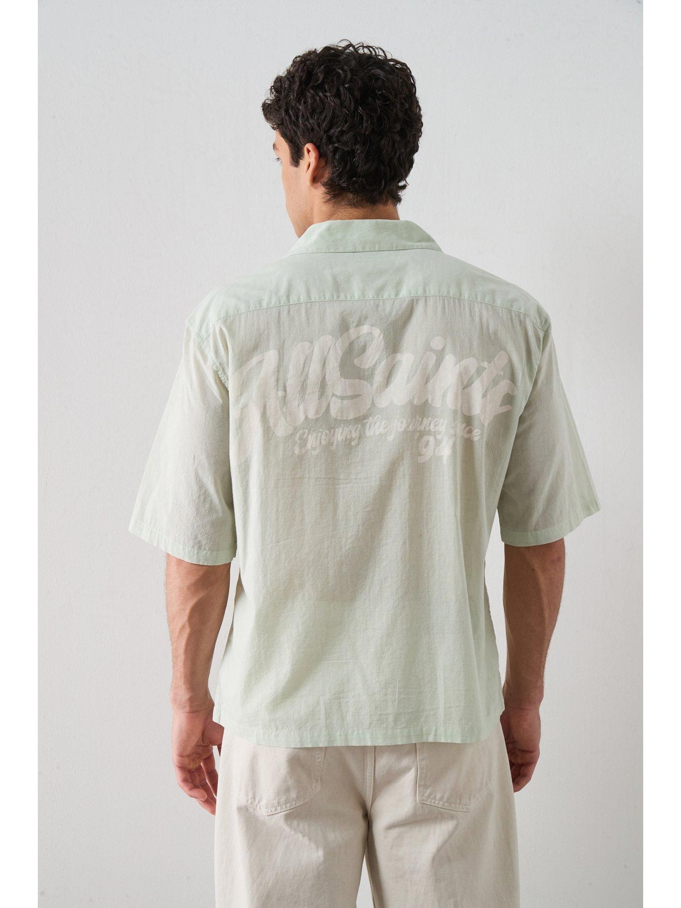 AllSaints Odyssey Short Sleeve Shirt, Green, Size L, Men