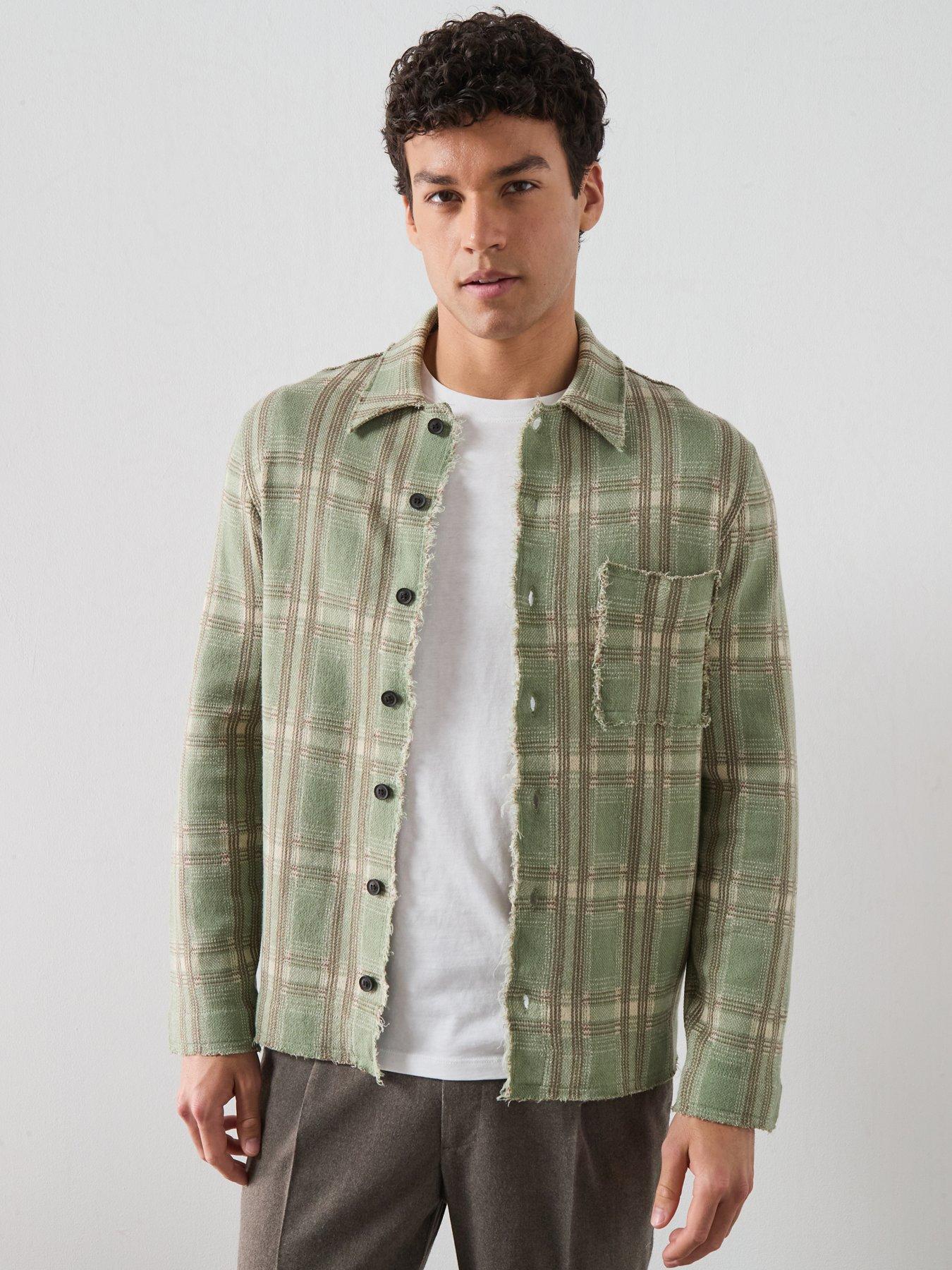 AllSaints Solmar Long Sleeve Shirt, Green, Size L, Men