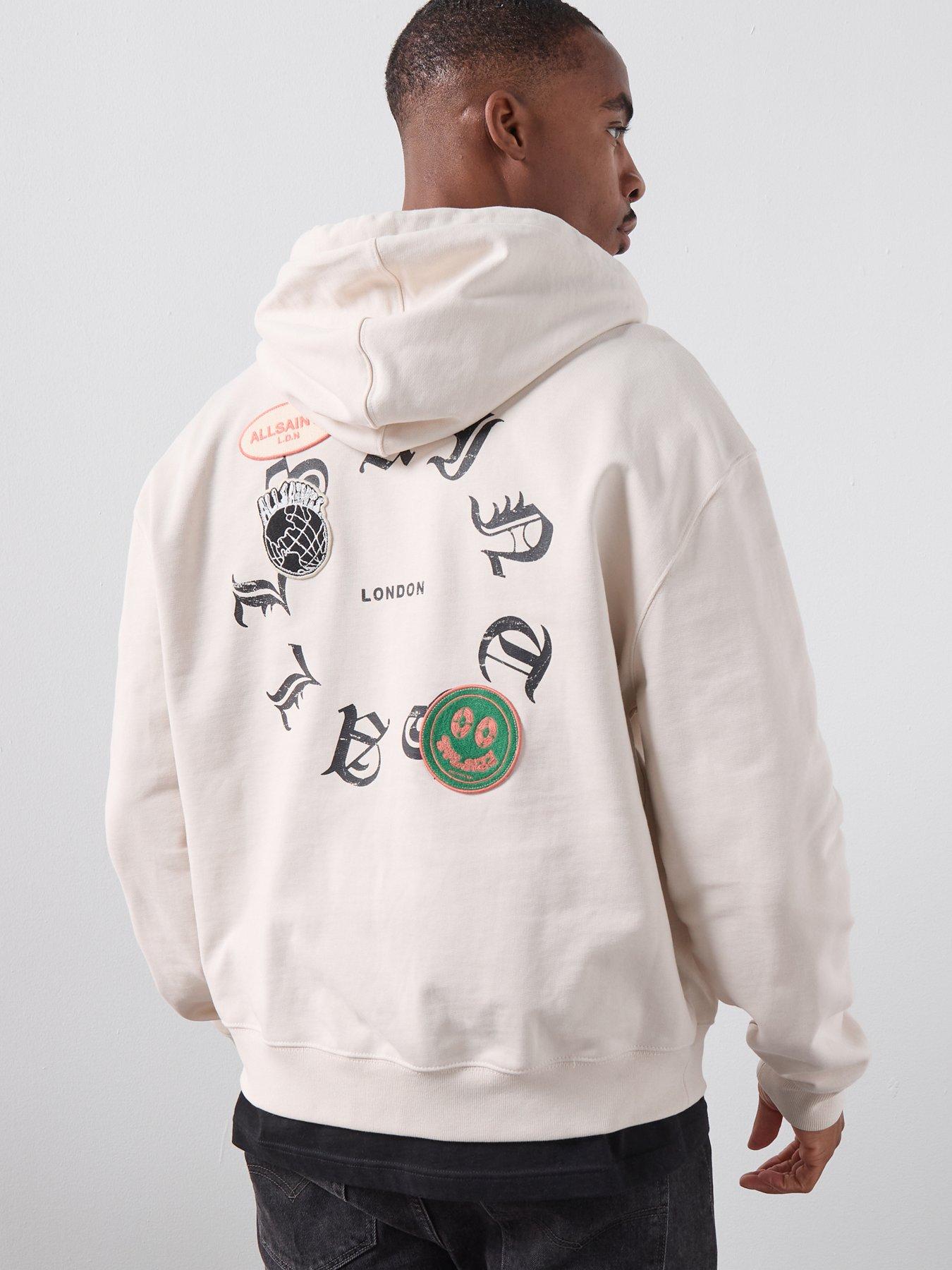 Image 2 of 6 of AllSaints Patcher Zip Through Hoodie - White