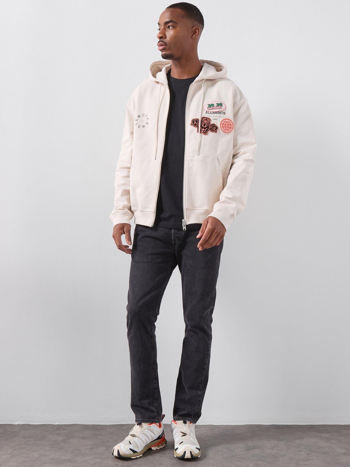 Image 3 of 6 of AllSaints Patcher Zip Through Hoodie - White