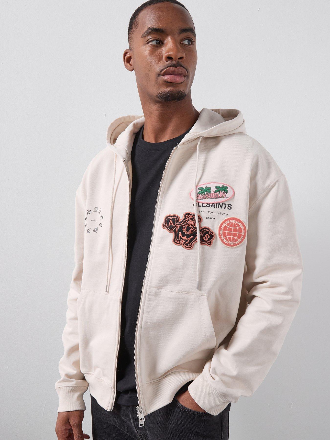 Image 5 of 6 of AllSaints Patcher Zip Through Hoodie - White