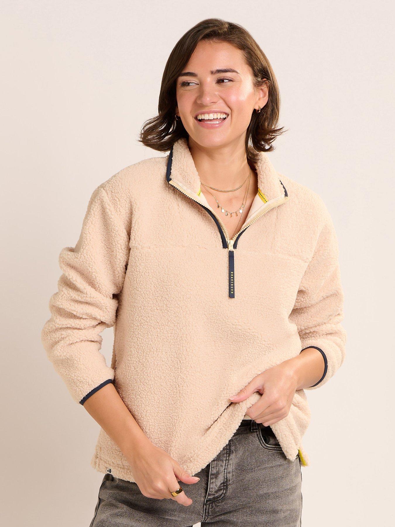 Brakeburn Wey Quarter Zip Sweatshirt - Cream
