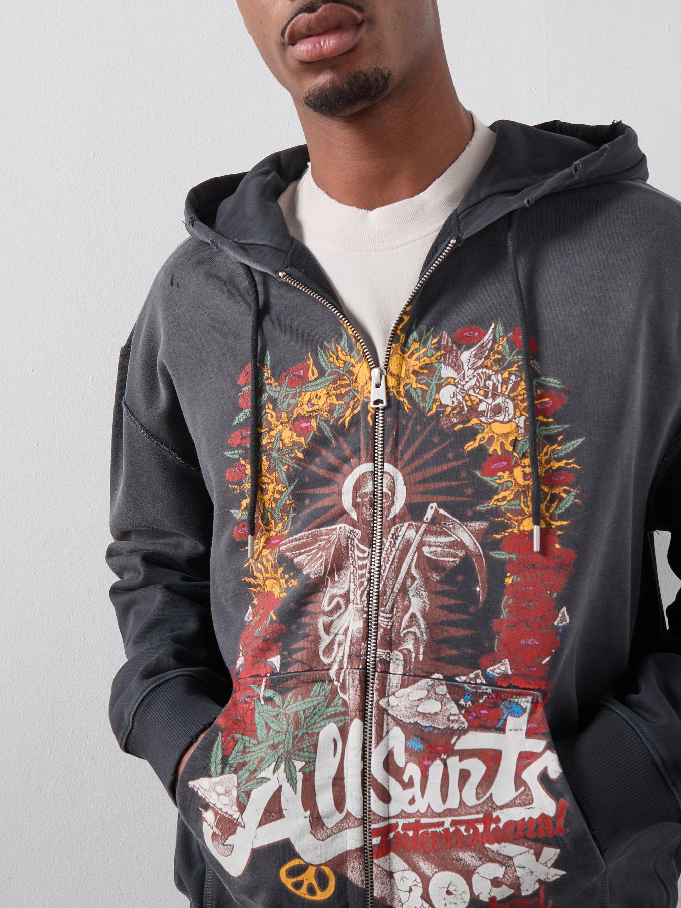 AllSaints Roque Zip Through Hoodie - Black