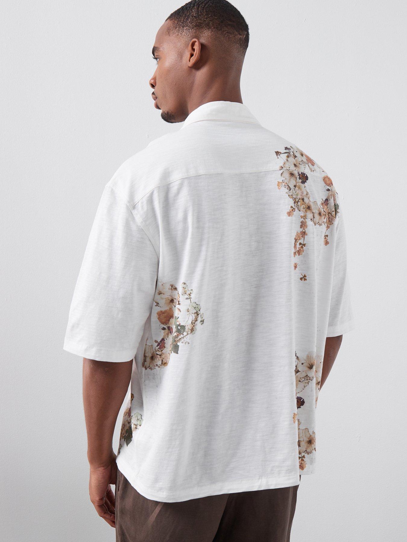 Image 2 of 6 of AllSaints Fleur Lis Short Sleeve Shirt - Off White