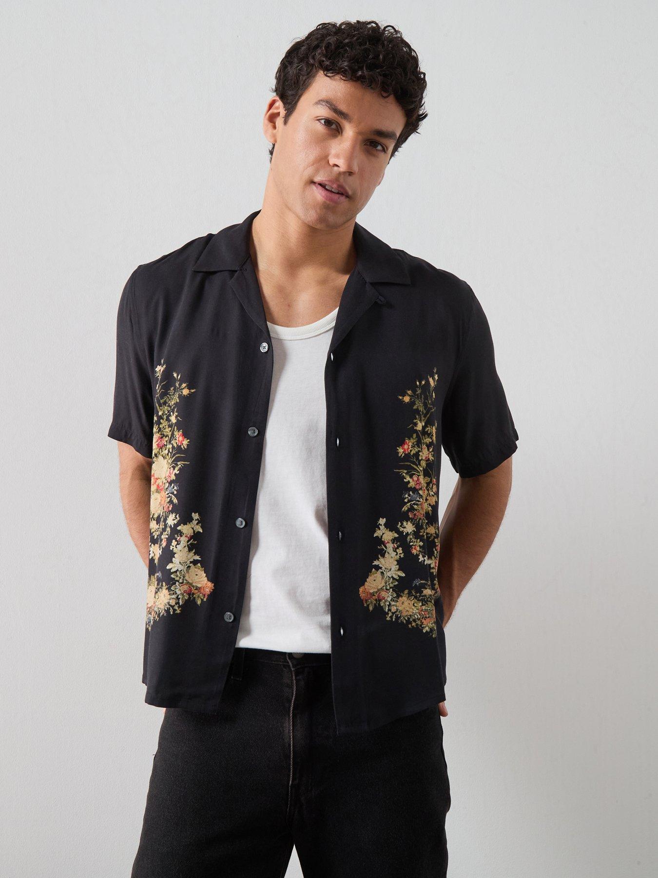 AllSaints Parsons Short Sleeve Shirt, Black, Size L, Men