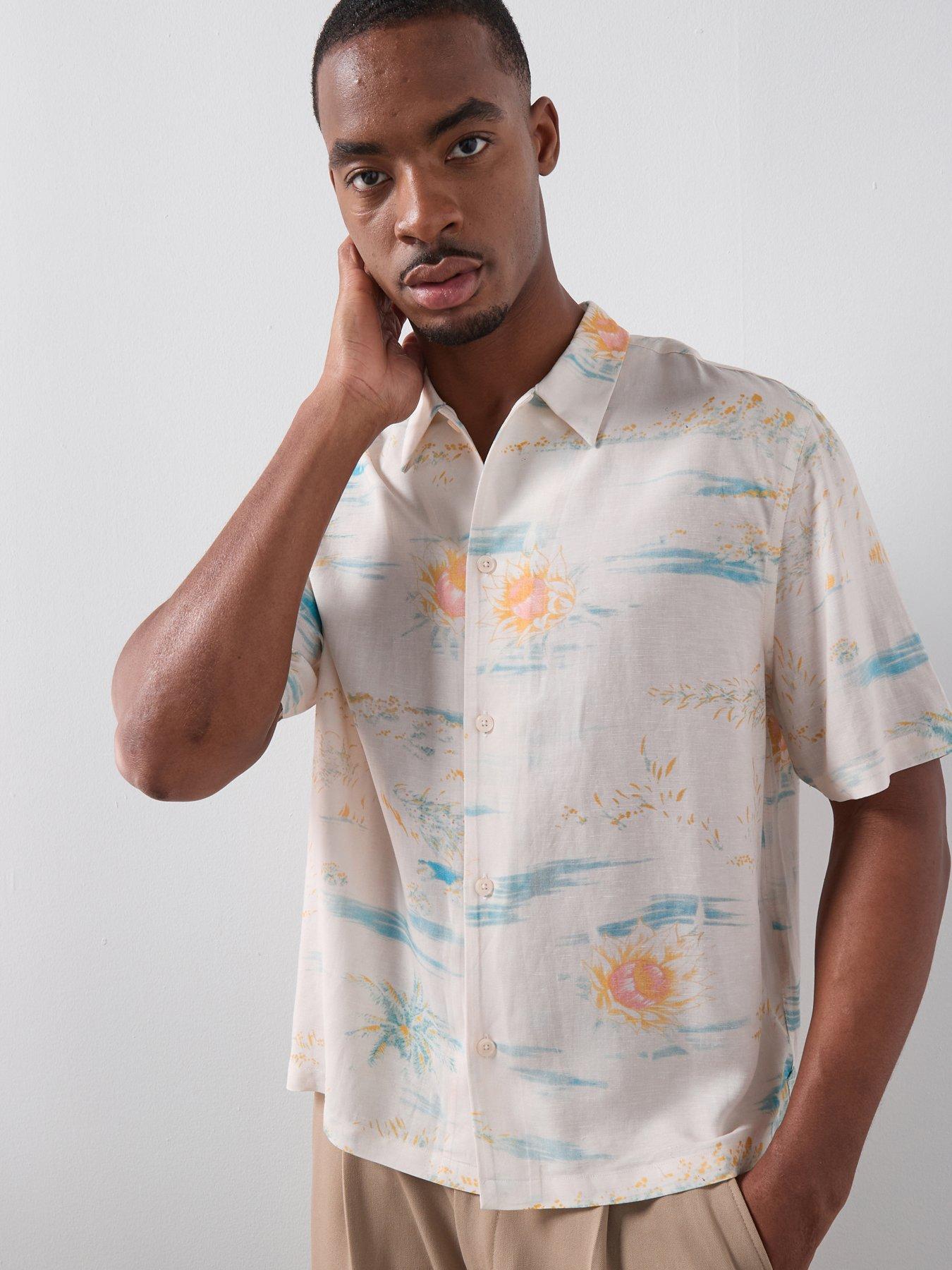 AllSaints Breezer Short Sleeve Shirt, Candy Yellow, Size M, Men