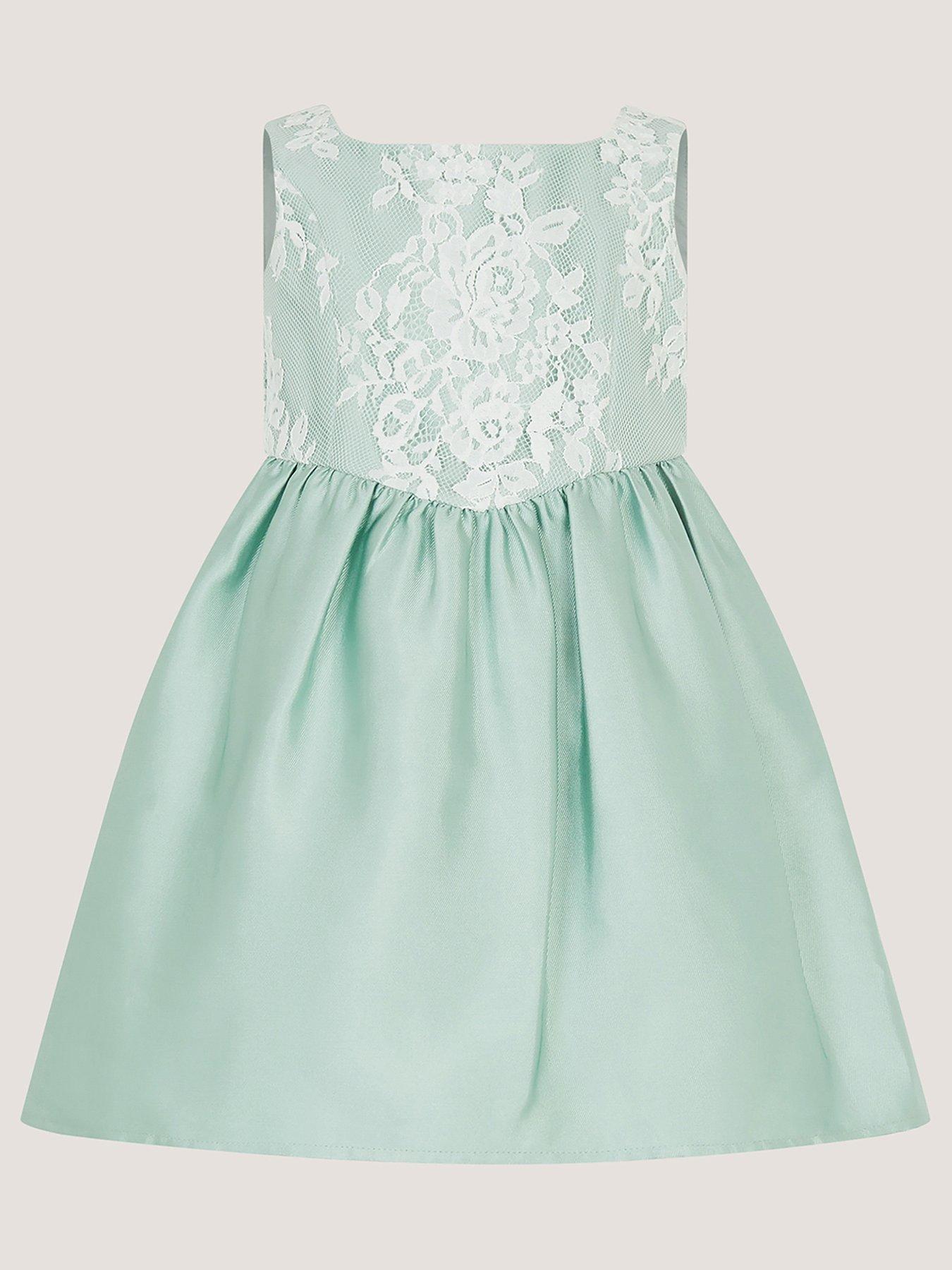 Monsoon Baby Girls Juno Duchess Twill Dress - Light Green