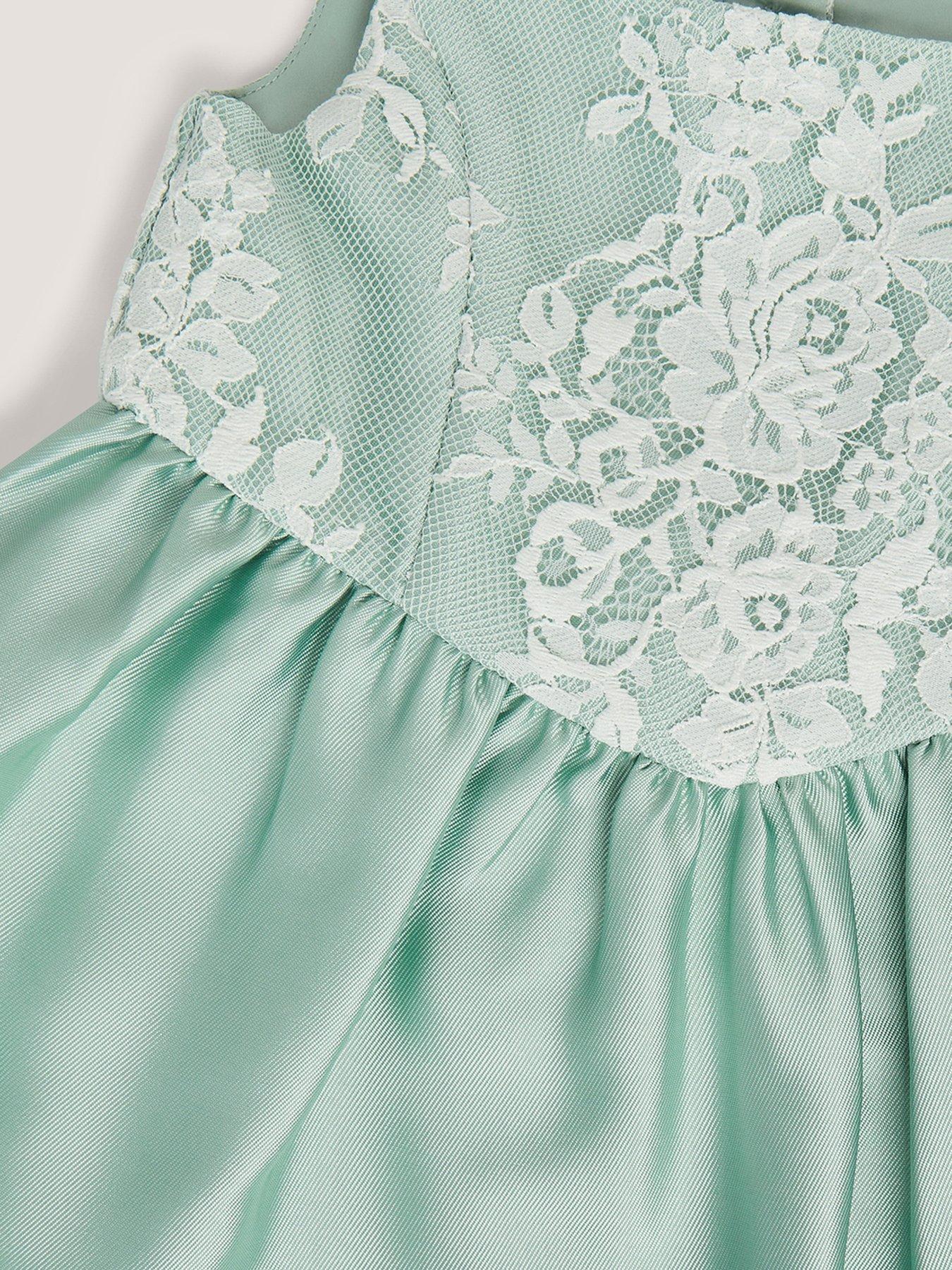 Image 4 of 4 of Monsoon Baby Girls Juno Duchess Twill Dress - Light Green