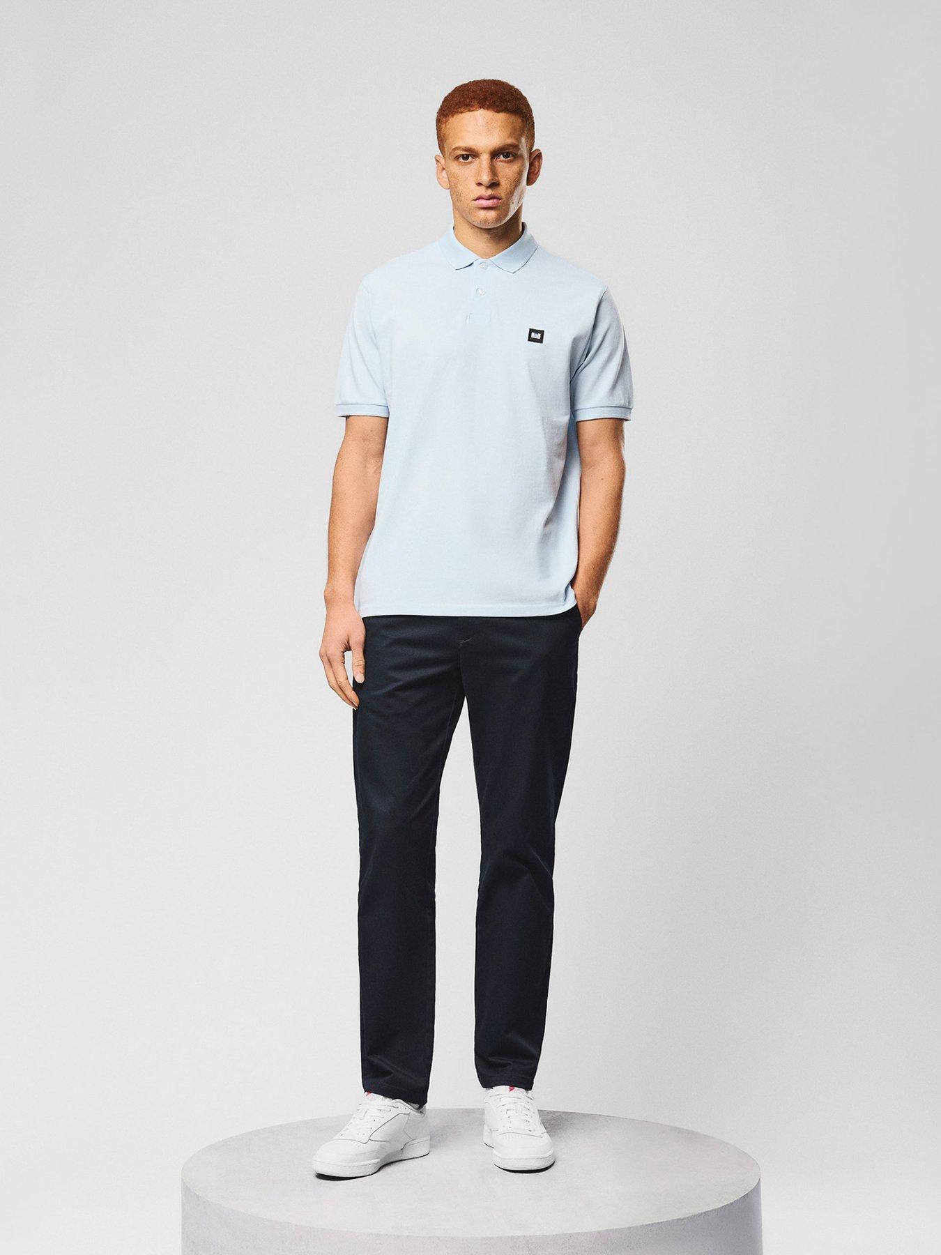Image 2 of 7 of Weekend Offender Heathcote Short Sleeve Polo Shirt - Light Blue