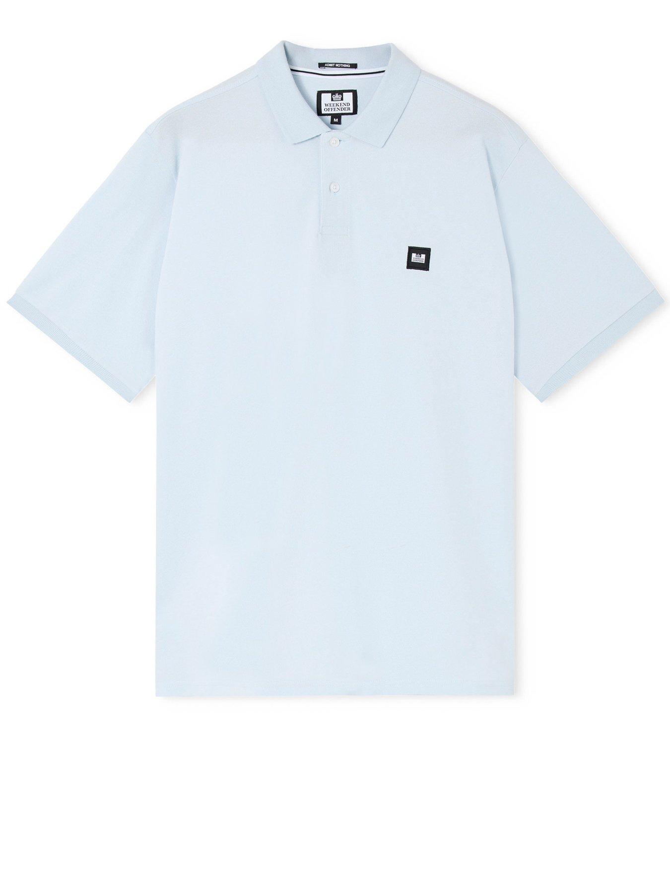 Image 4 of 7 of Weekend Offender Heathcote Short Sleeve Polo Shirt - Light Blue