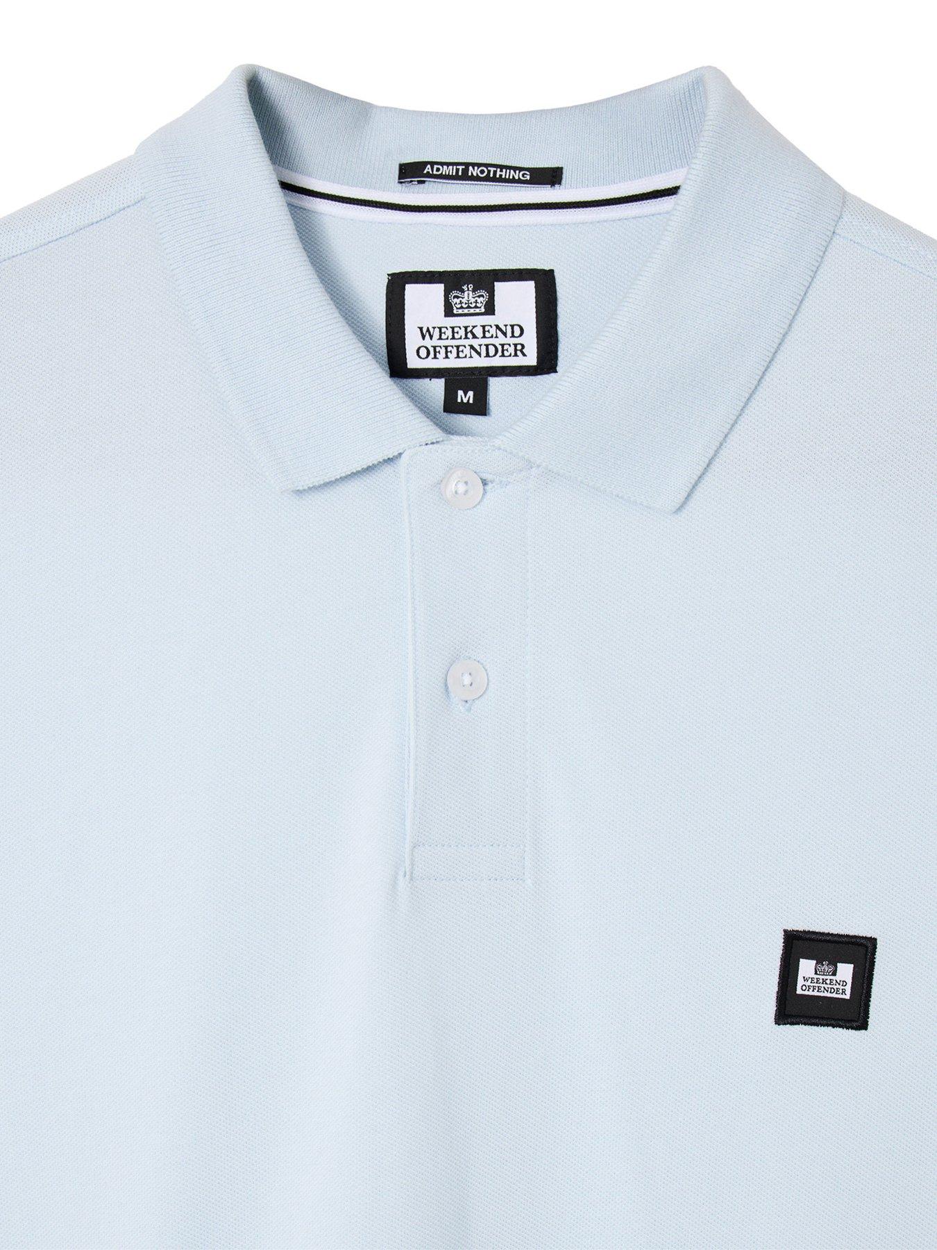 Image 5 of 7 of Weekend Offender Heathcote Short Sleeve Polo Shirt - Light Blue