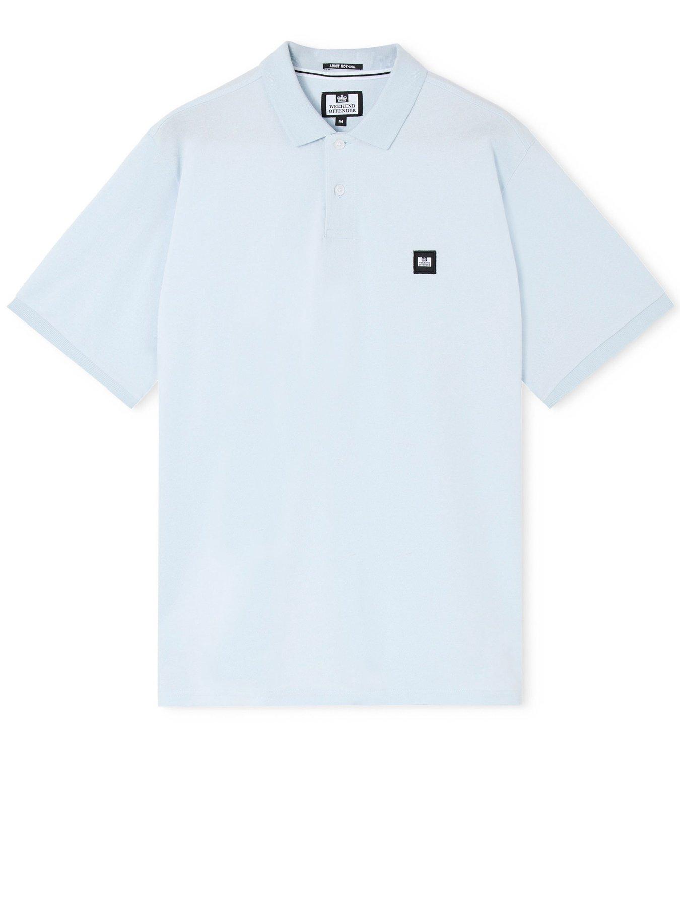 Image 6 of 7 of Weekend Offender Heathcote Short Sleeve Polo Shirt - Light Blue