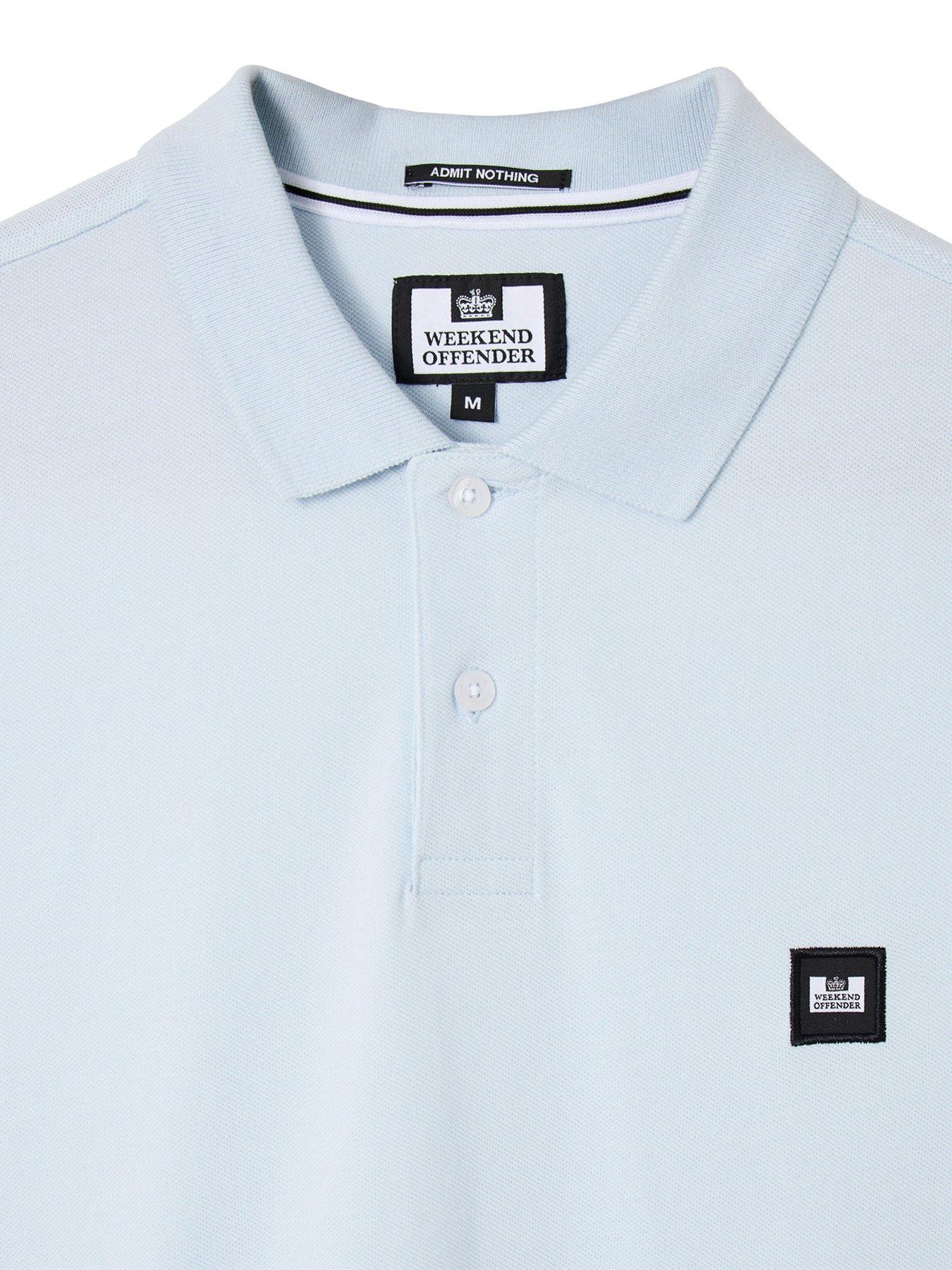 Image 7 of 7 of Weekend Offender Heathcote Short Sleeve Polo Shirt - Light Blue