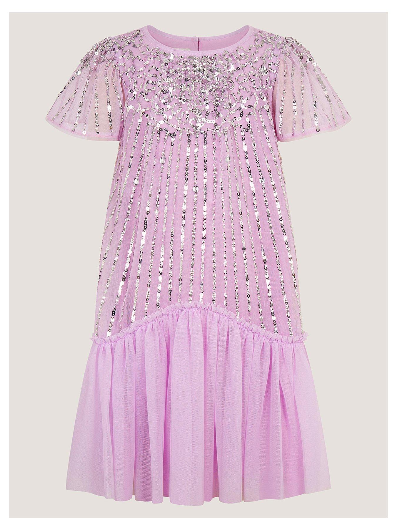 Image 3 of 6 of Monsoon Girls Elena Sequin Cap Sleeve Dress - Light Purple