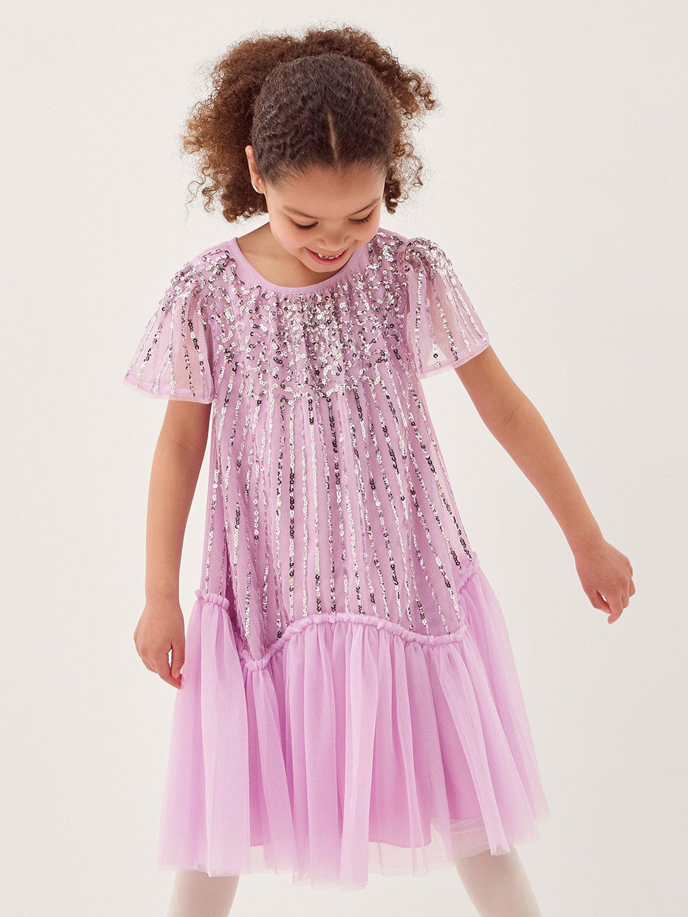 Image 6 of 6 of Monsoon Girls Elena Sequin Cap Sleeve Dress - Light Purple