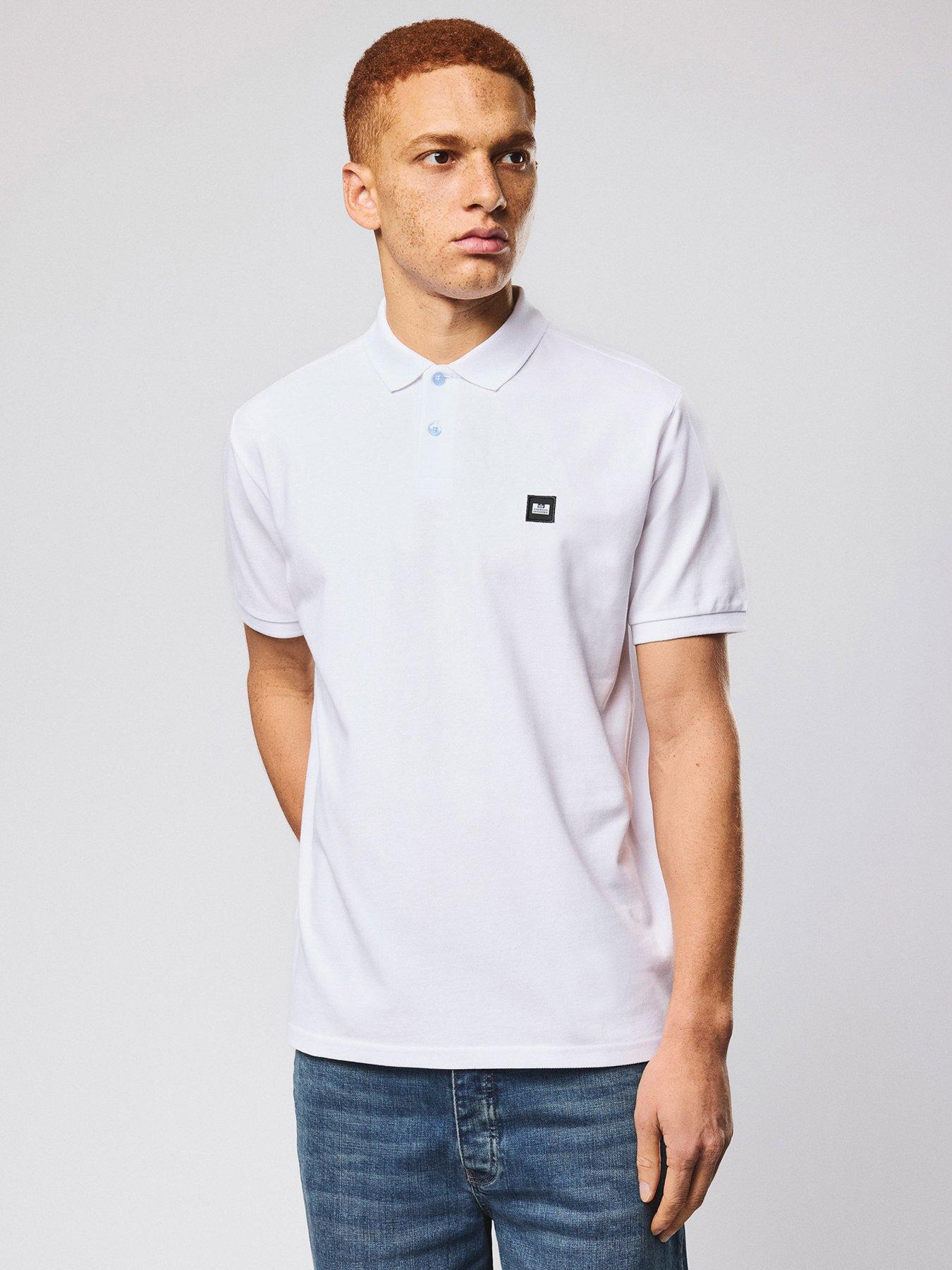 Image 1 of 5 of Weekend Offender Heathcote Short Sleeve Polo Shirt - White