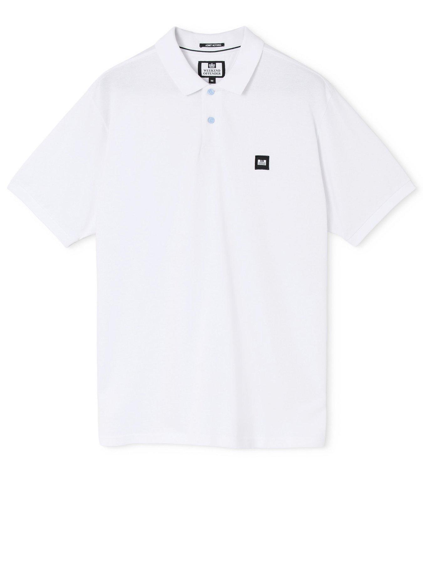 Image 4 of 5 of Weekend Offender Heathcote Short Sleeve Polo Shirt - White