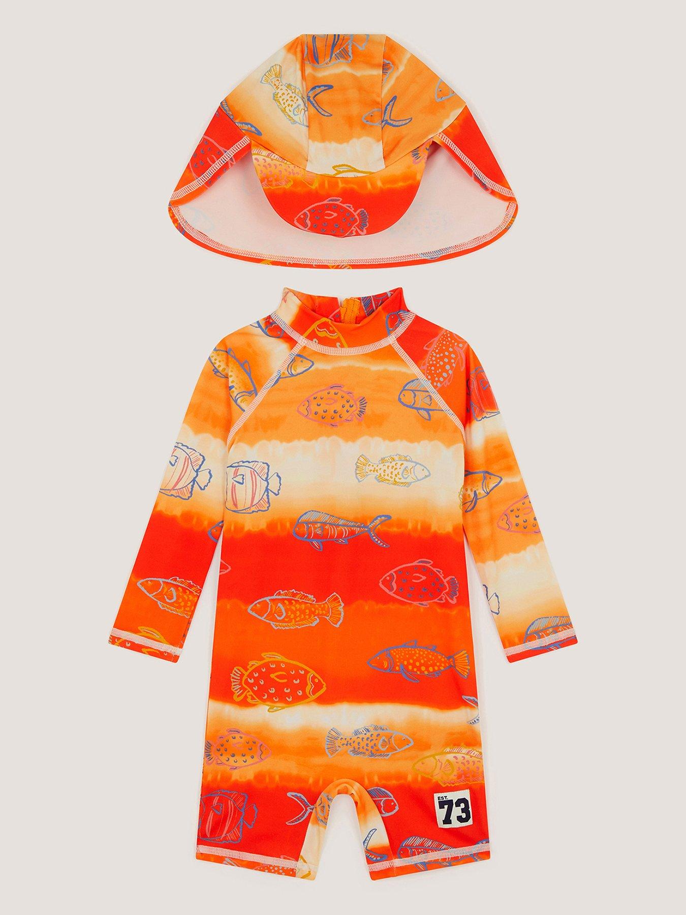 Monsoon Baby Boys Ombre Fish Upf Swimsuit - Orange