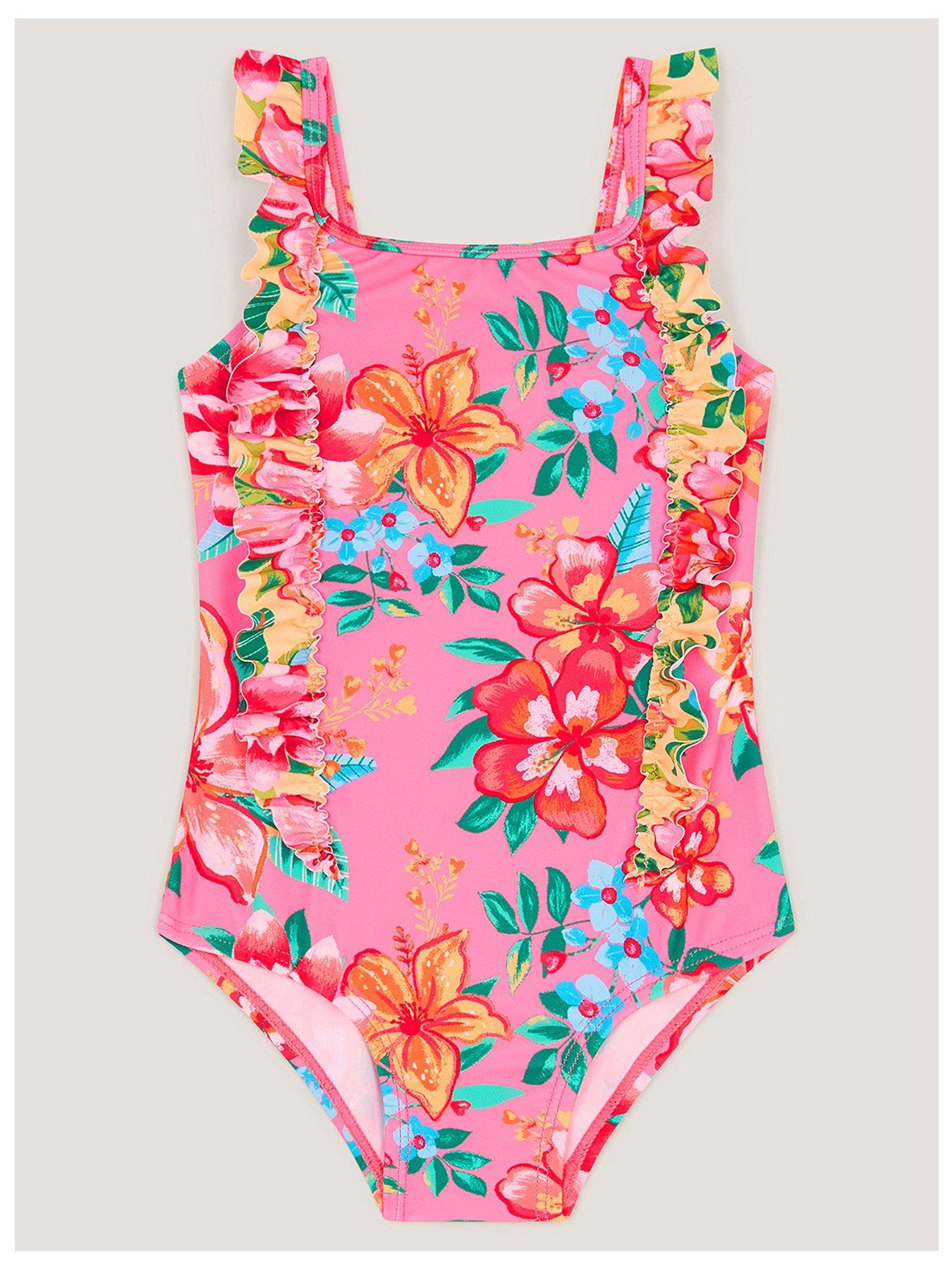 Monsoon Baby Girls Floral Swimsuit - Yellow