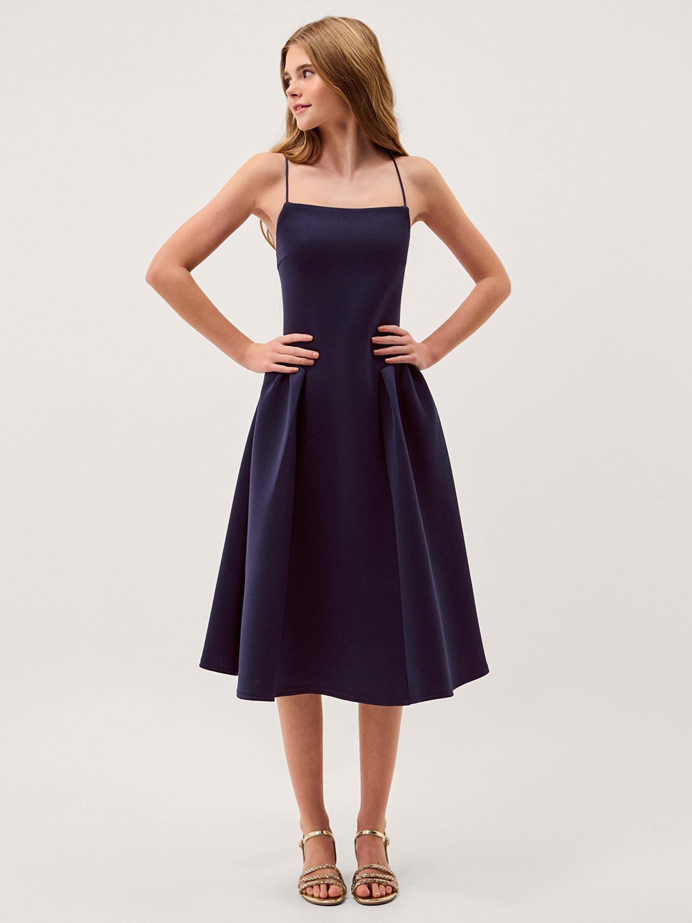 Monsoon Girls Scuba Molly Navy Prom Dress - Navy