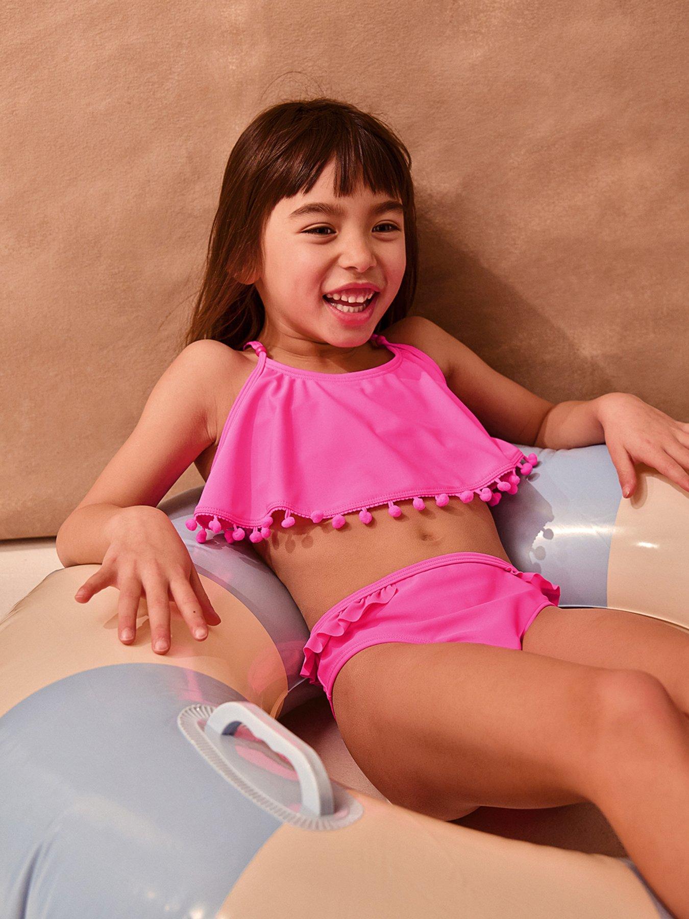 Monsoon Girls Waterfall Bikini, Pink, Size Age: 12-13 Years