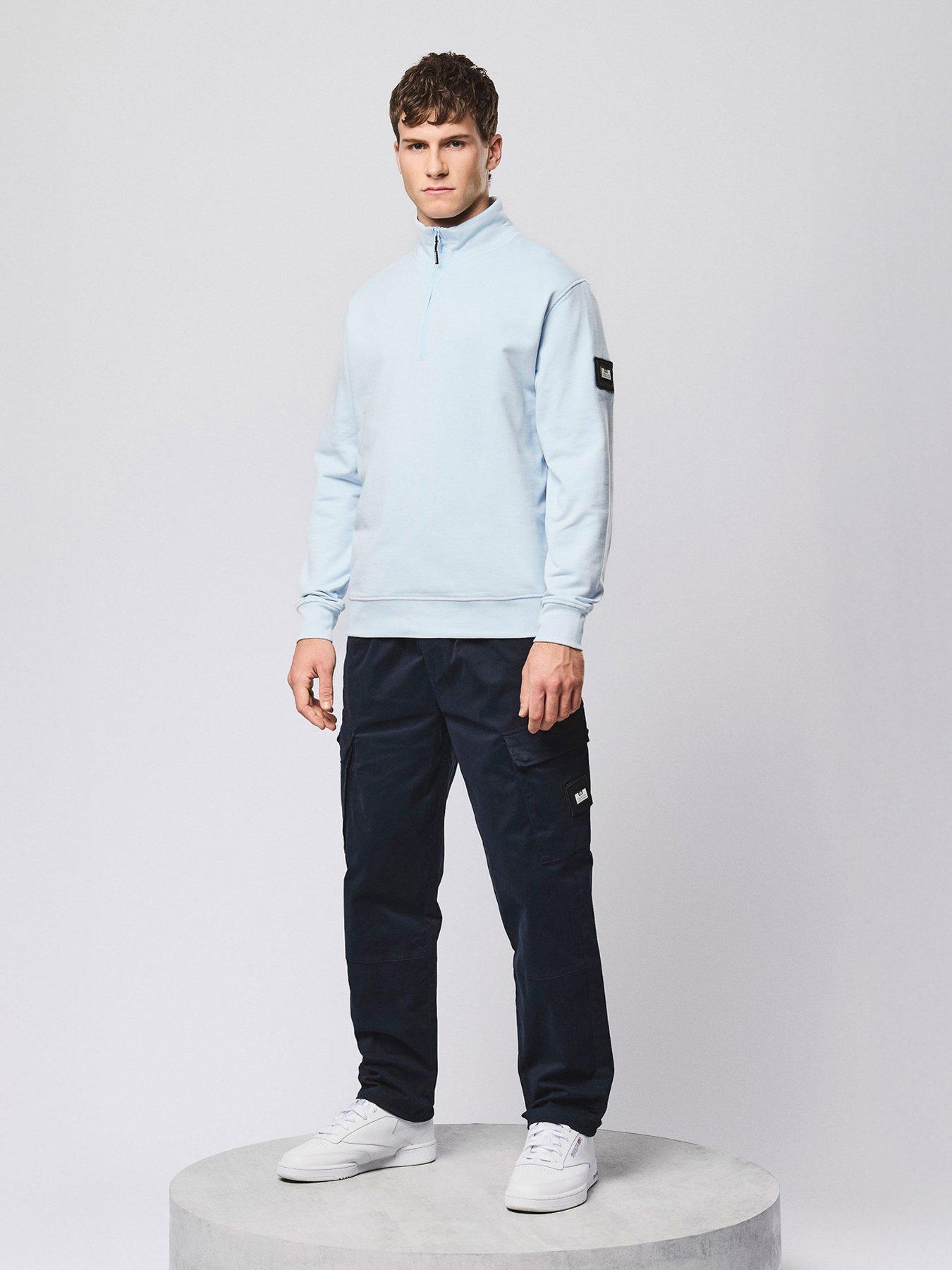 Image 1 of 6 of Weekend Offender Kraviz 1/4 Zip Sweatshirt - Light Blue