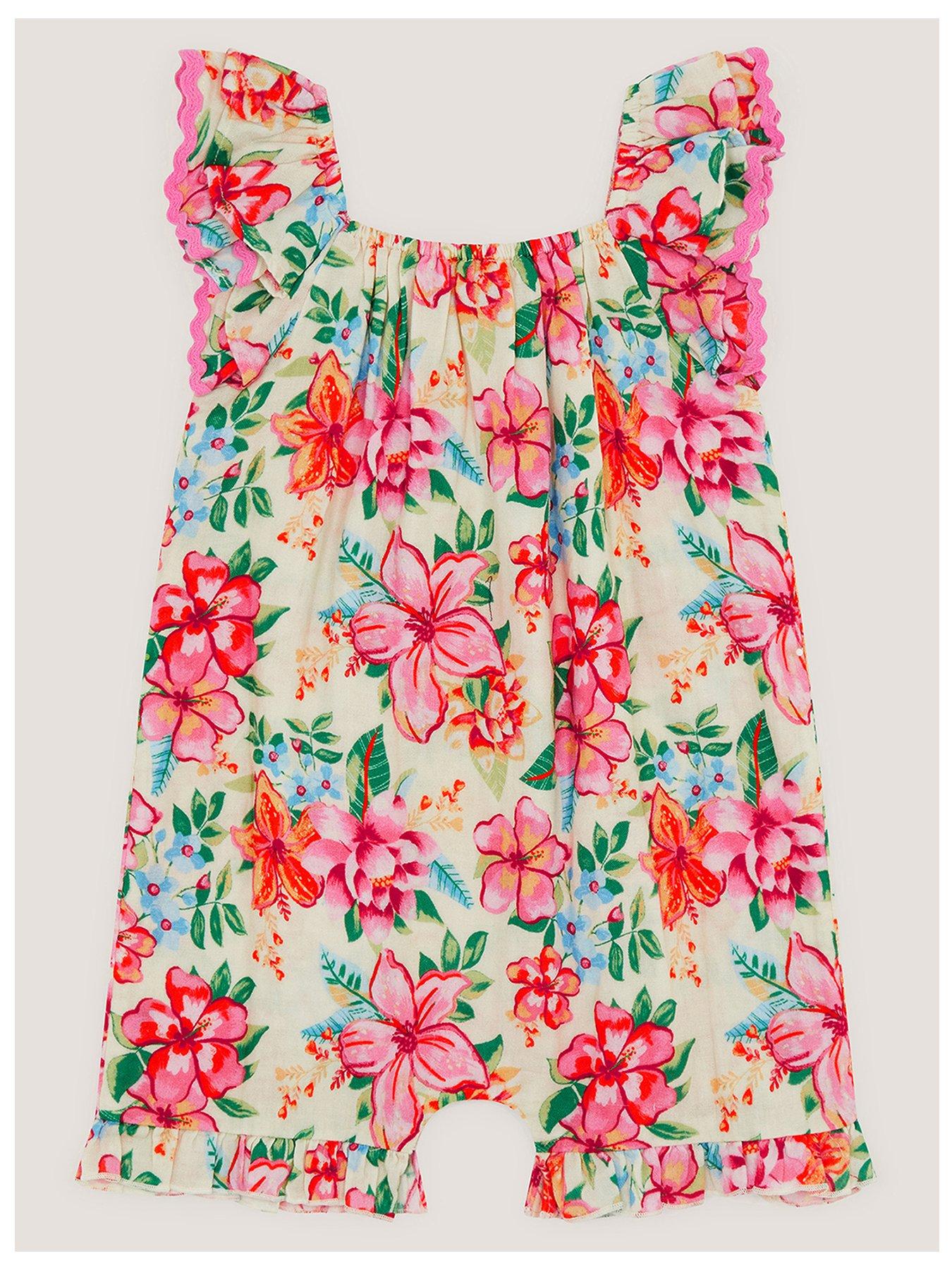 Image 2 of 3 of Monsoon Baby Girls Floral Romper - Light Cream