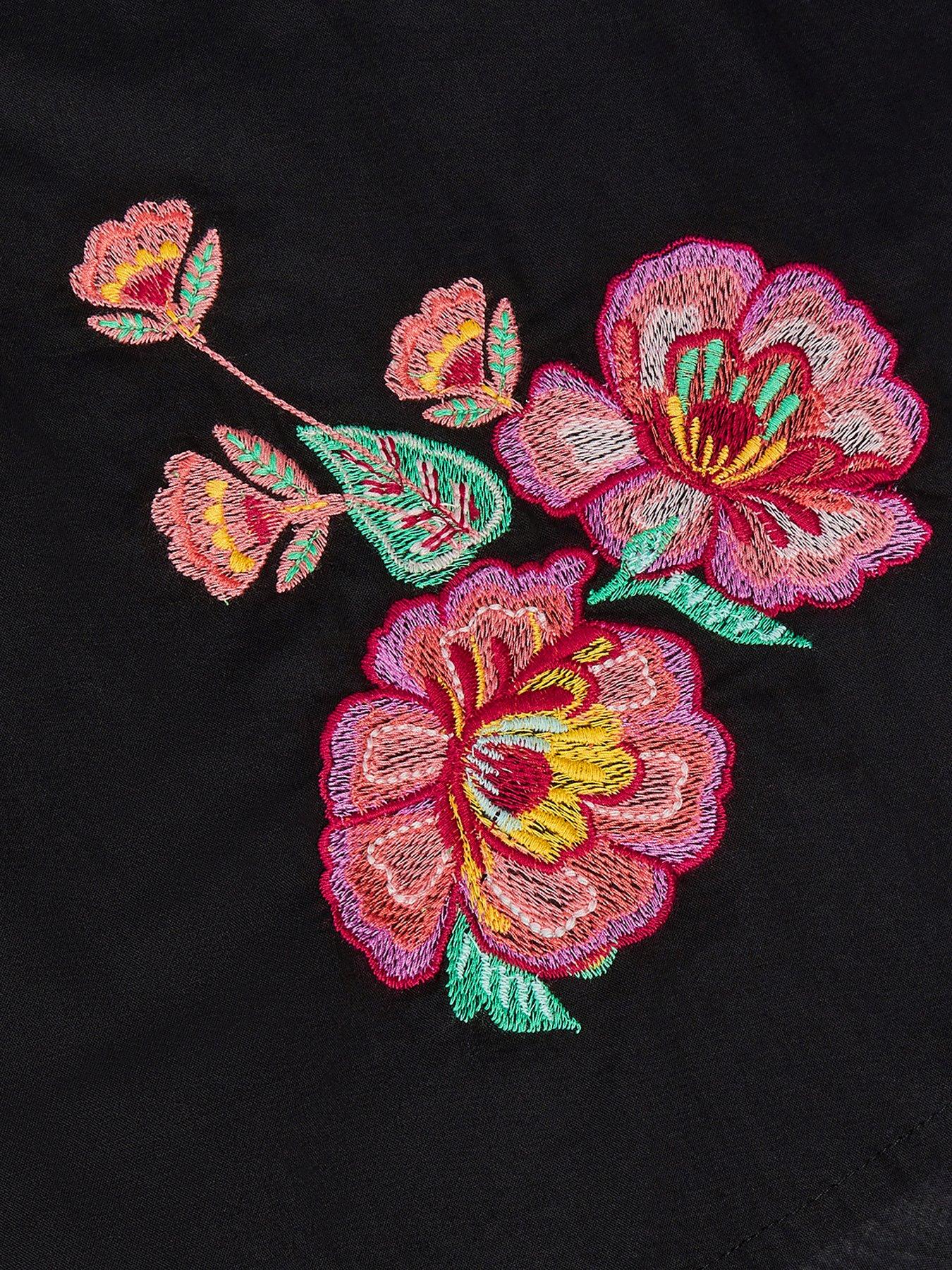 Image 3 of 3 of Monsoon Girls Storm Embroidered Kaftan - Black