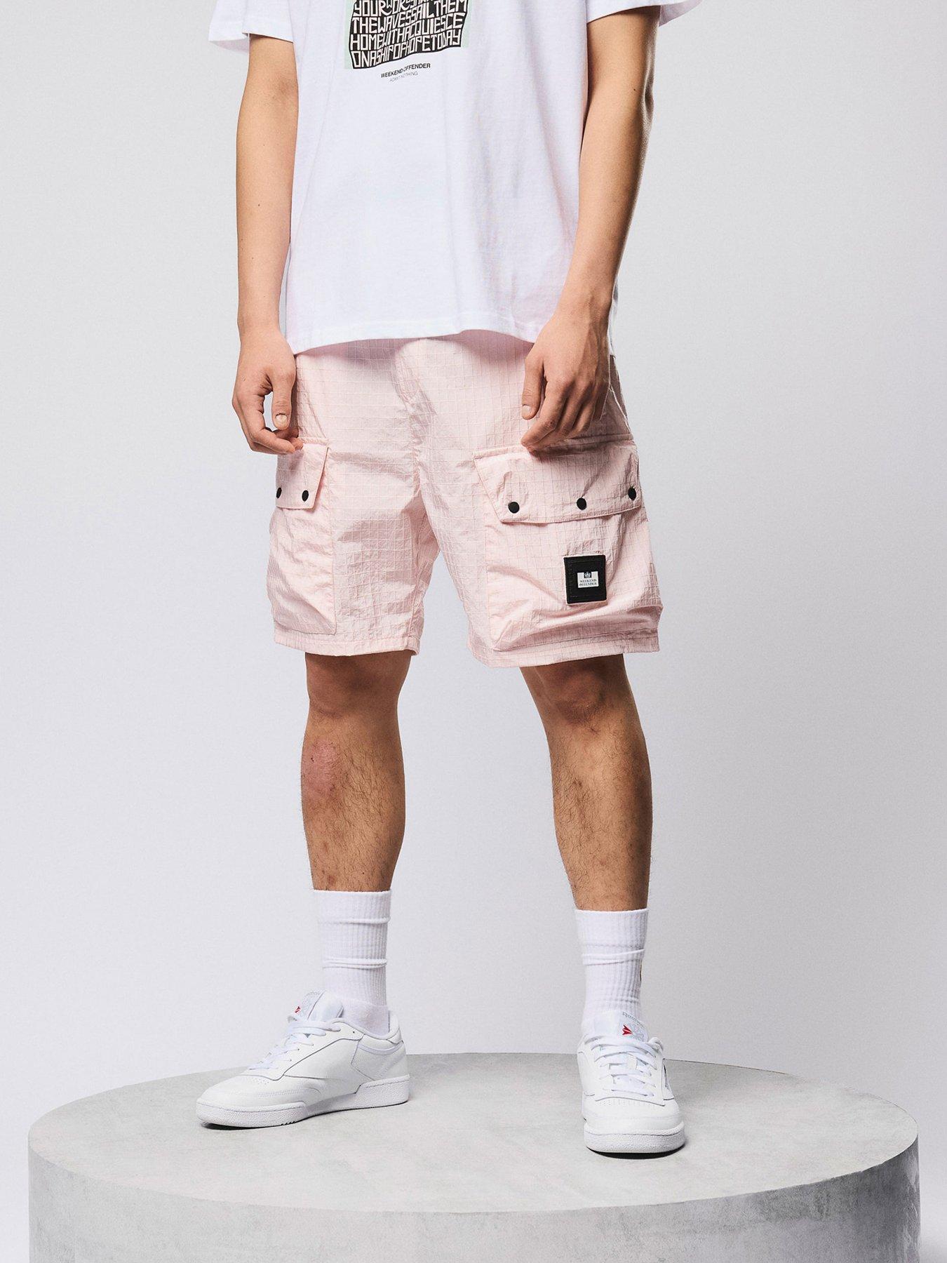 Image 1 of 7 of Weekend Offender Zemmouri Technical Multi Pocket Waterproof Shorts - Light Pink