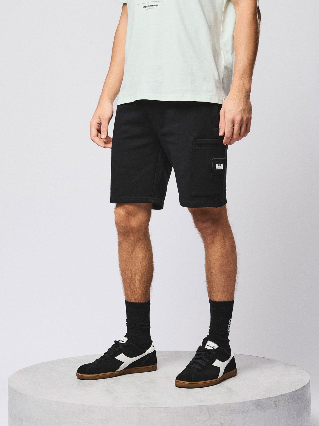 Image 1 of 6 of Weekend Offender Hawkins Cargo Sweat Shorts - Black