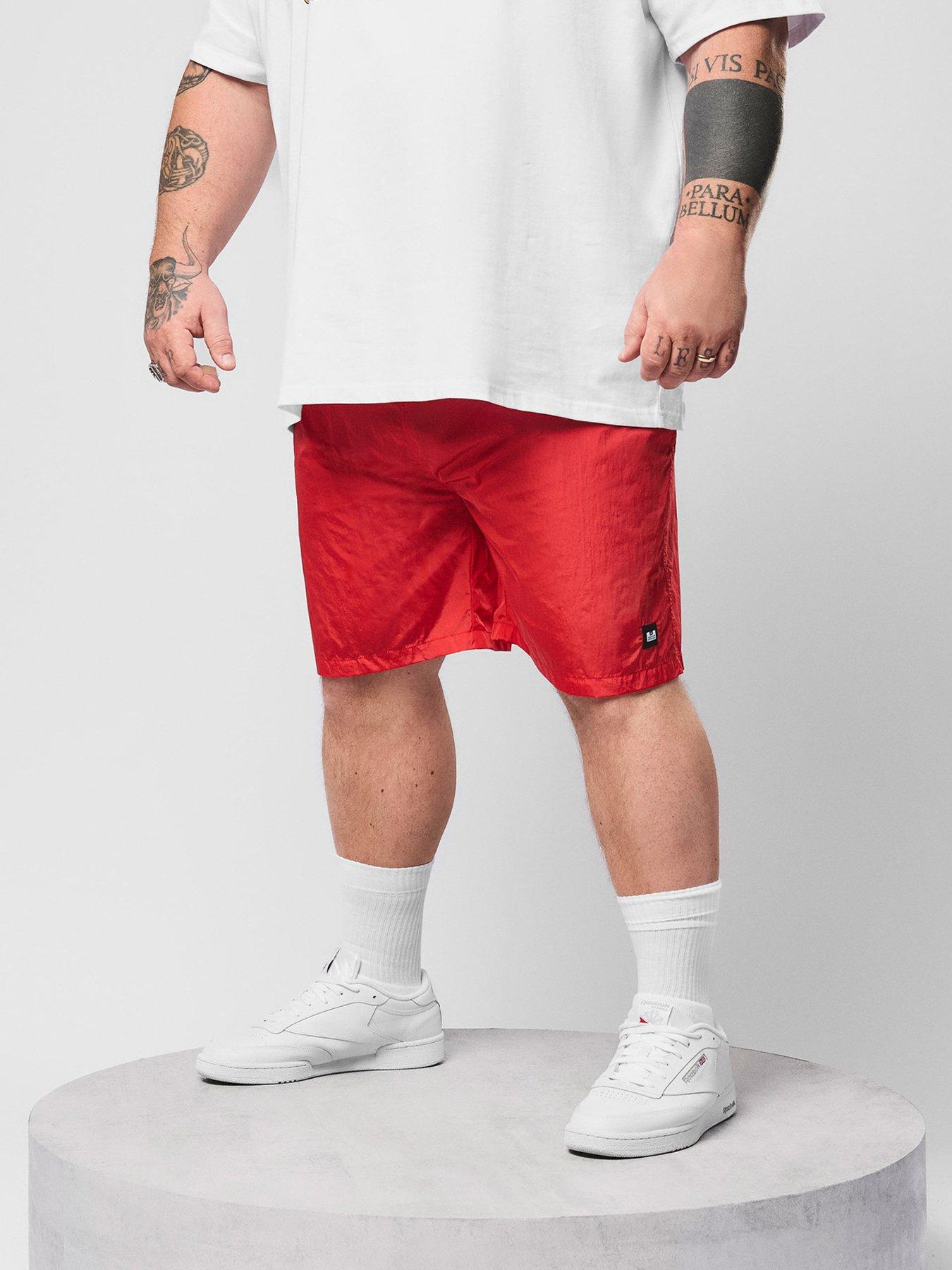 Image 2 of 7 of Weekend Offender Big And Tall Stacks Drawstring Swim Shorts - Red
