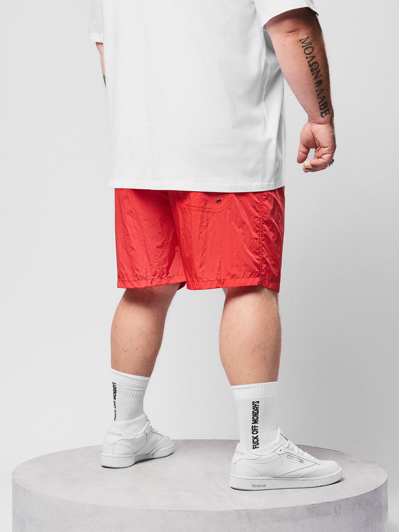 Image 3 of 7 of Weekend Offender Big And Tall Stacks Drawstring Swim Shorts - Red