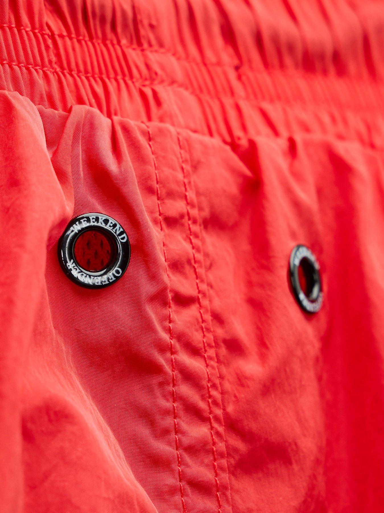 Image 6 of 7 of Weekend Offender Big And Tall Stacks Drawstring Swim Shorts - Red