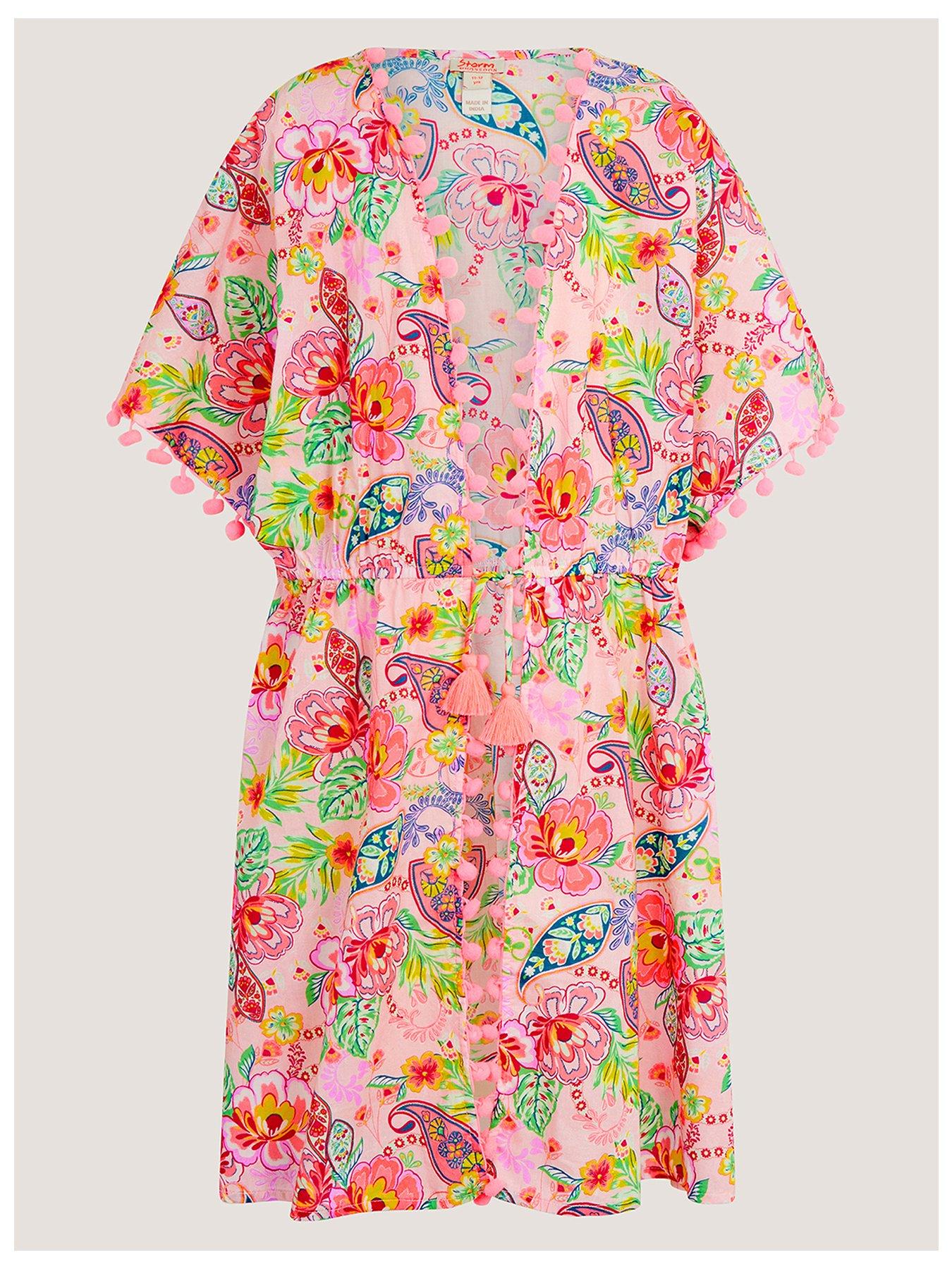 Monsoon Girls Storm Paisley Kaftan - Pink