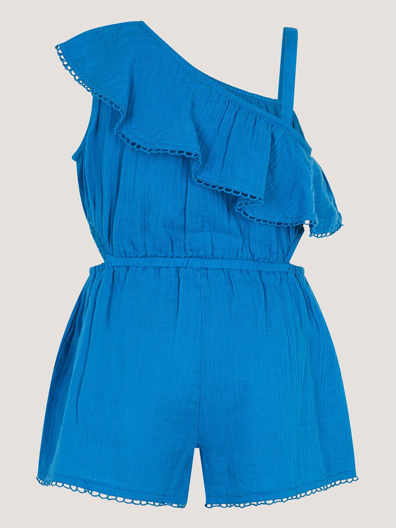 Image 3 of 4 of Monsoon Girls Vintage Flower Playsuit - Blue