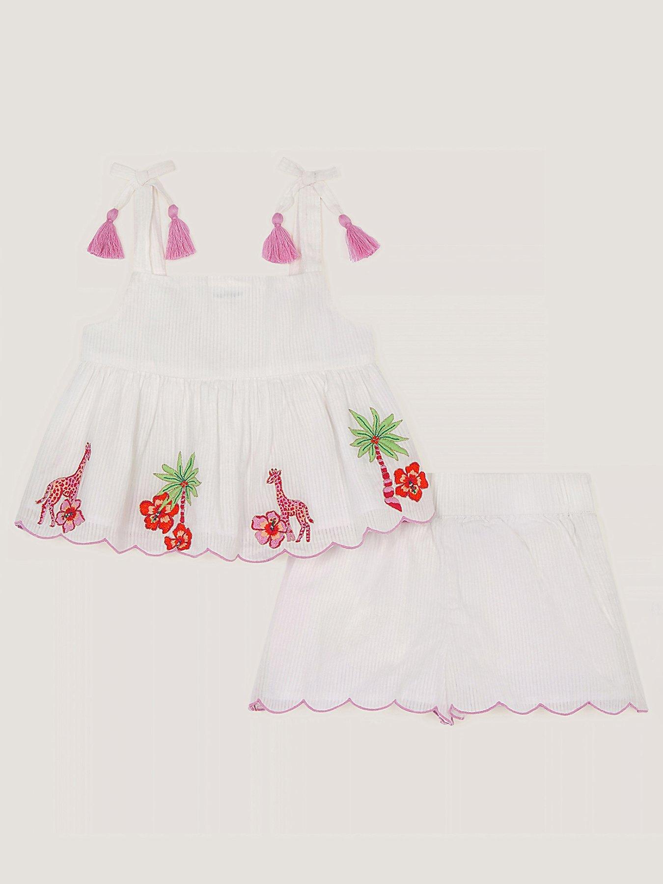 Monsoon Baby Girls Giraffe Palm Set, Light Cream, Size 0-3 Months