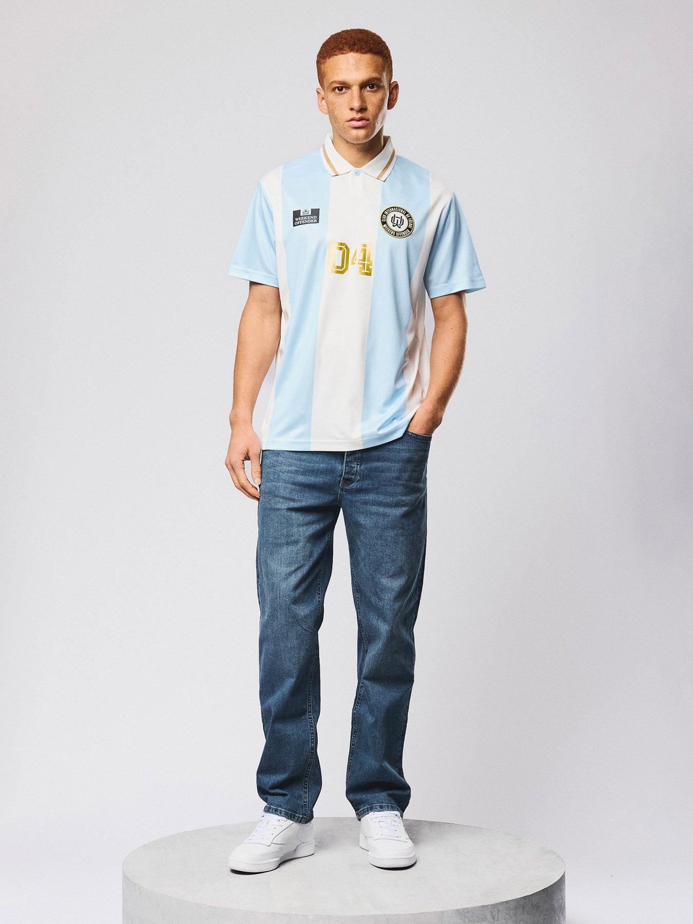 Weekend Offender Moulay Football Shirt, Light Blue, Size Xl, Men