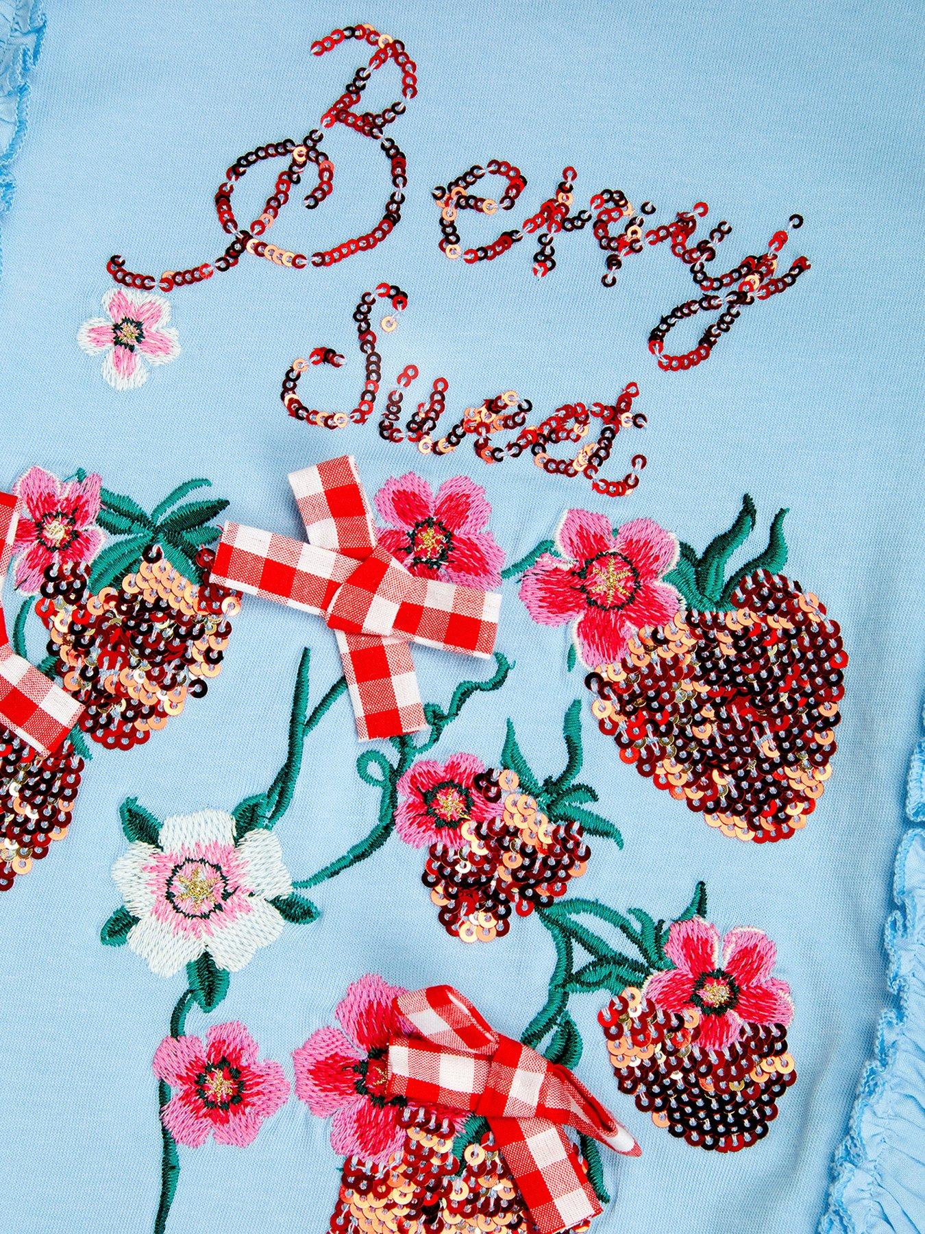 Image 3 of 3 of Monsoon Girls Strawberry Sequin Tshirt - Blue