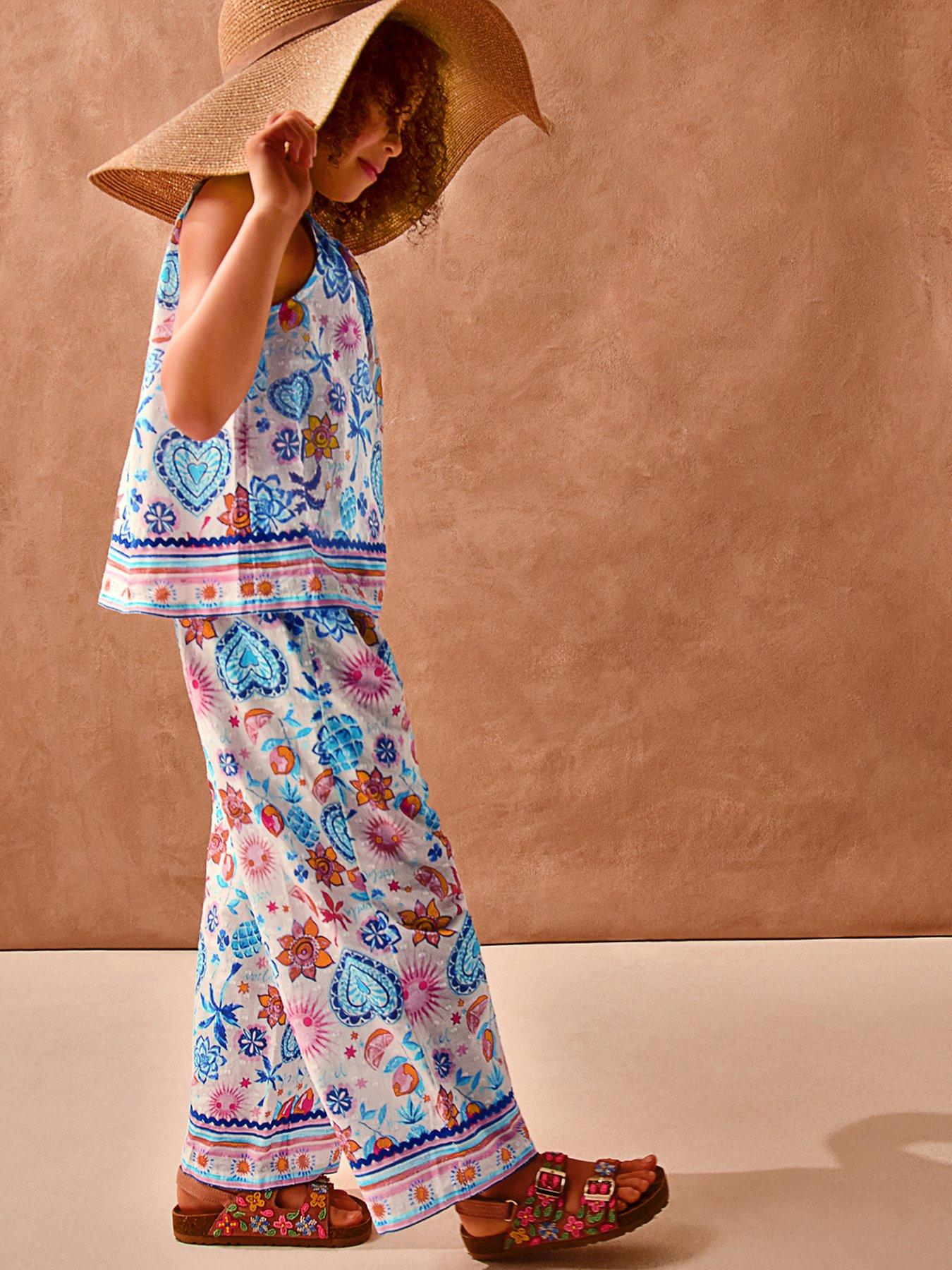 Monsoon Girls Hearts Pineapple Trouser Set - Cream