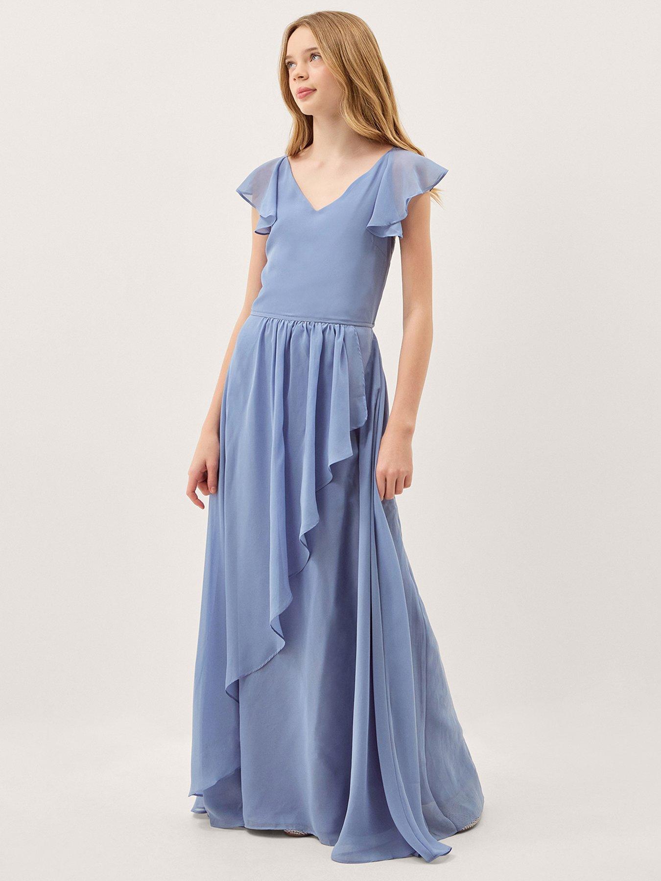 Monsoon Girls Indi Tie Back Prom Dress - Light Blue