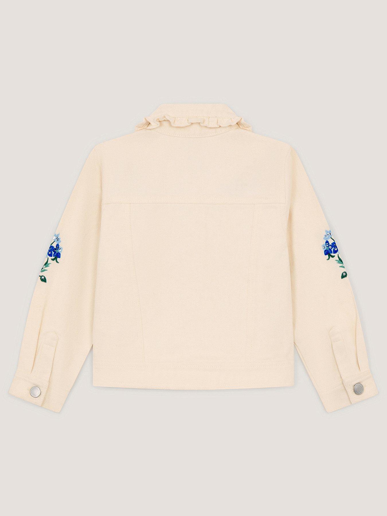 Image 3 of 4 of Monsoon Girls Sequin Frill Jacket - Light Cream
