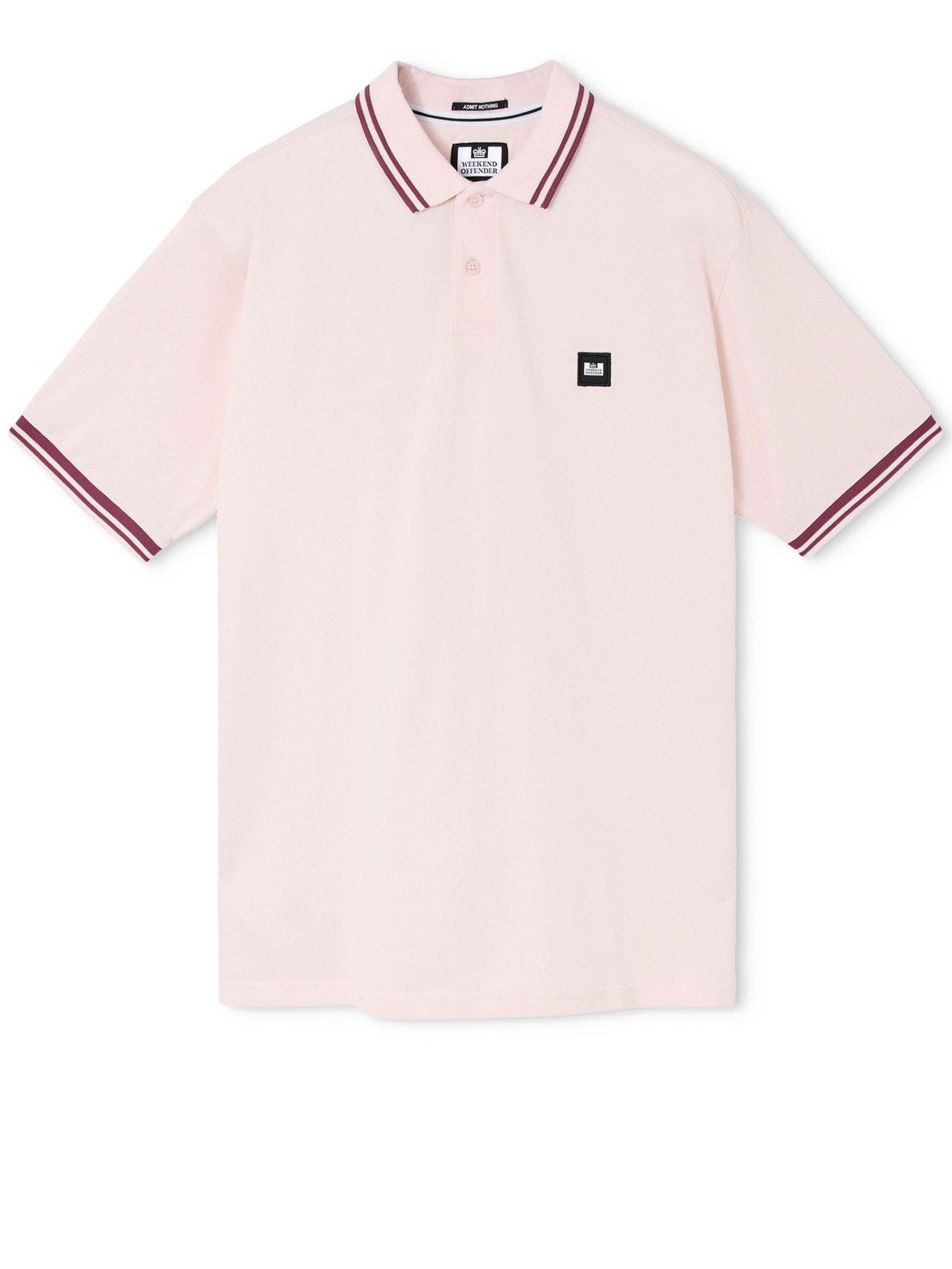 Image 7 of 7 of Weekend Offender Levanto Short Sleeve Polo Shirt - Light Pink