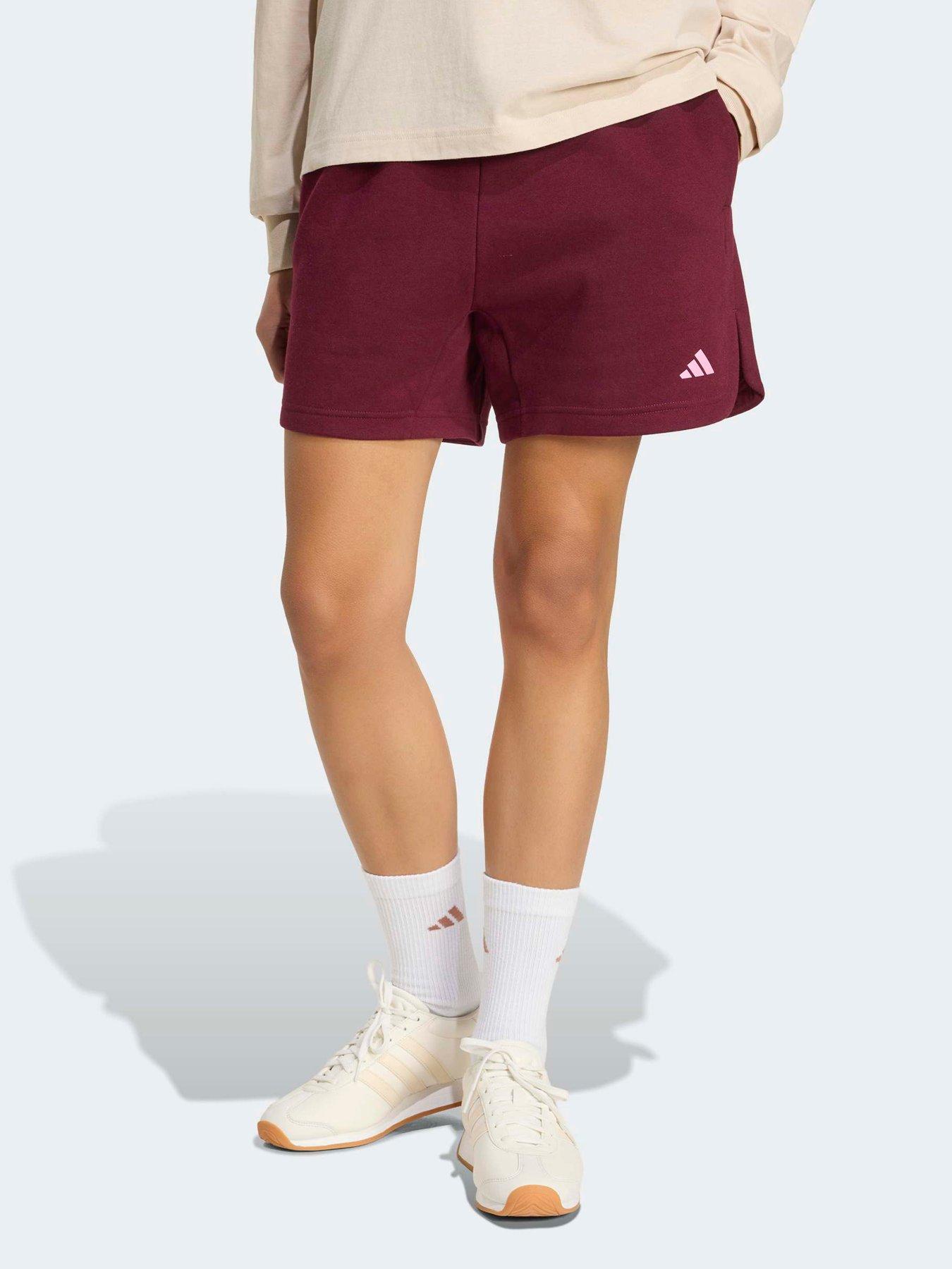 adidas Sportswear Womens 3 Stripe Fleece Shorts, Red, Size Xs, Women