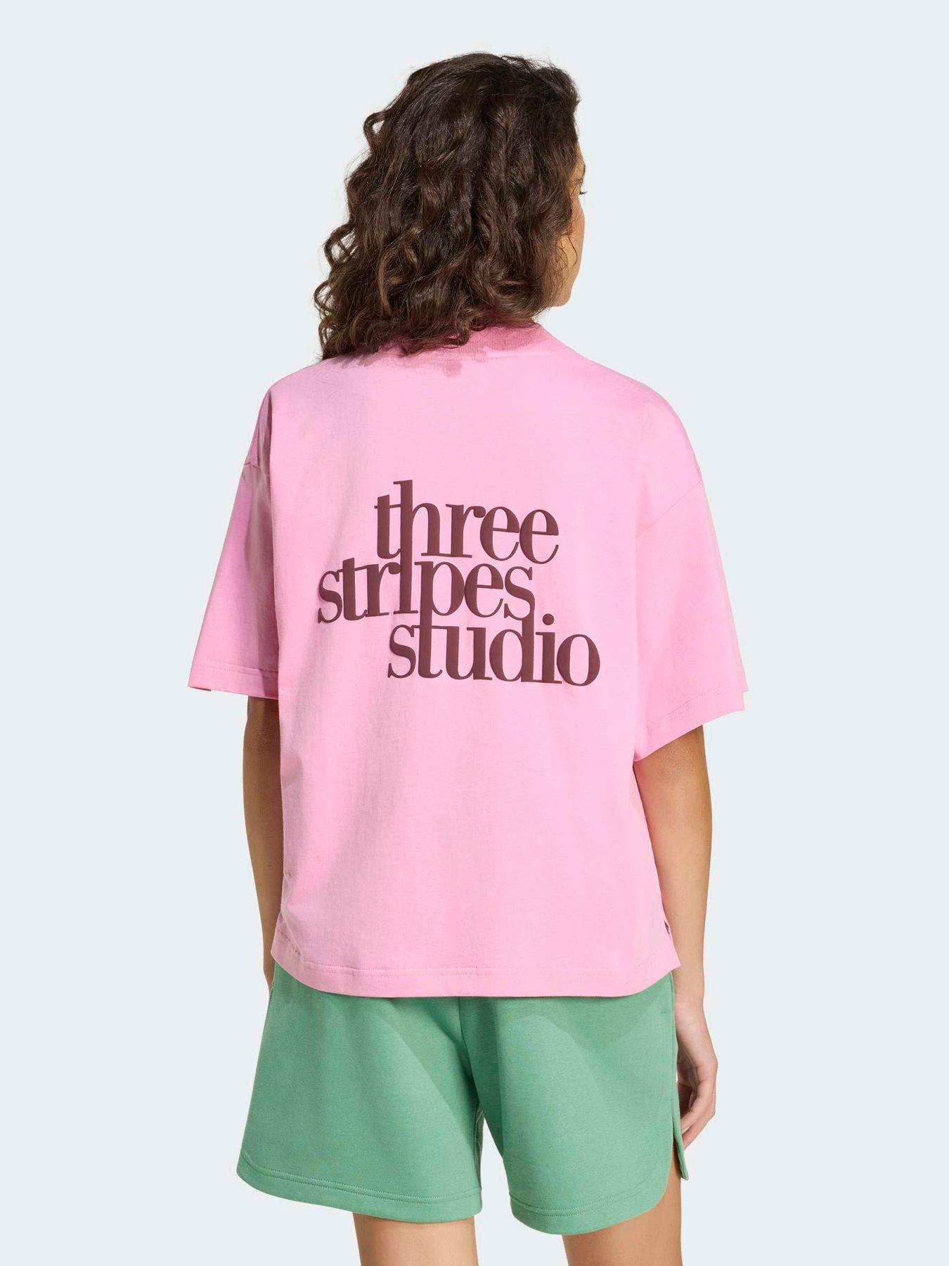 adidas Sportswear Womens 2 Stripe GFX T-Shirt - Pink