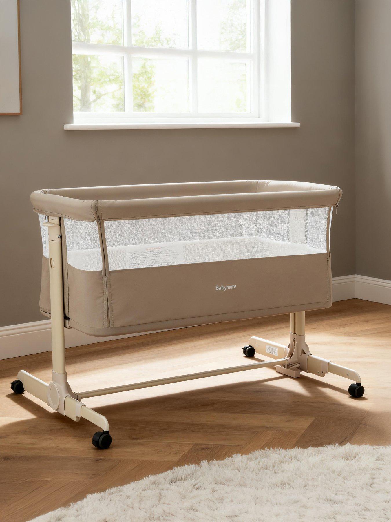 Image 1 of 7 of Babymore Neera Bedside Crib - Khaki