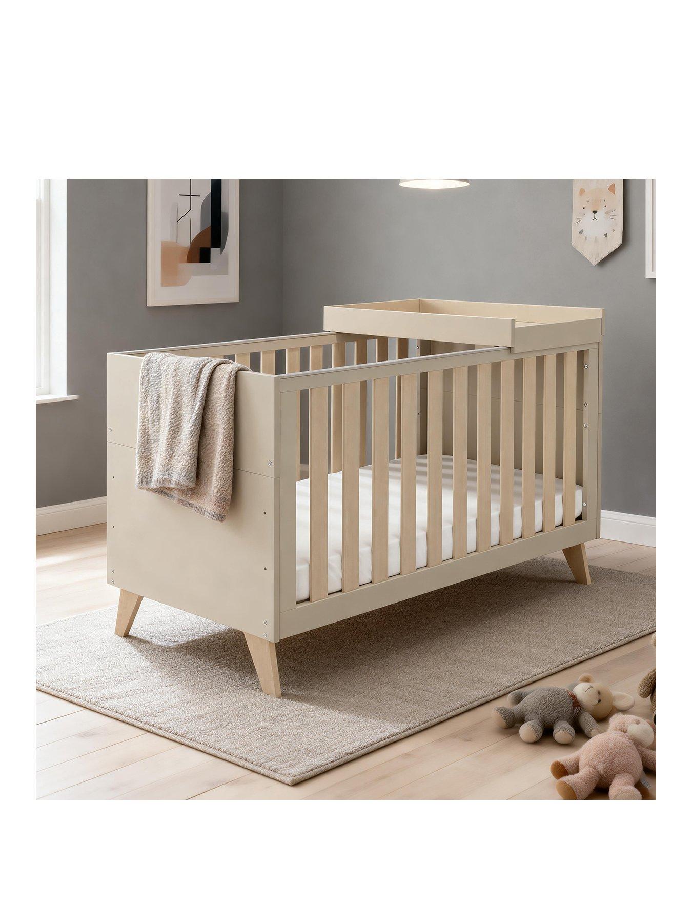 Image 2 of 7 of Babymore Dante Cot Bed with Cot Top Changer - Cashmere