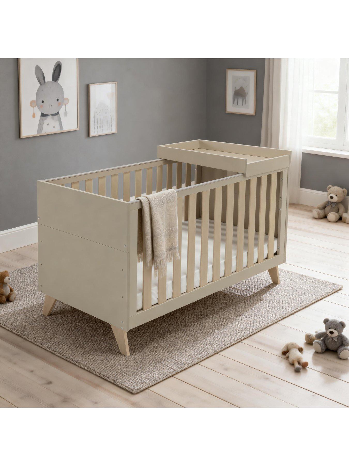 Image 3 of 7 of Babymore Dante Cot Bed with Cot Top Changer - Cashmere